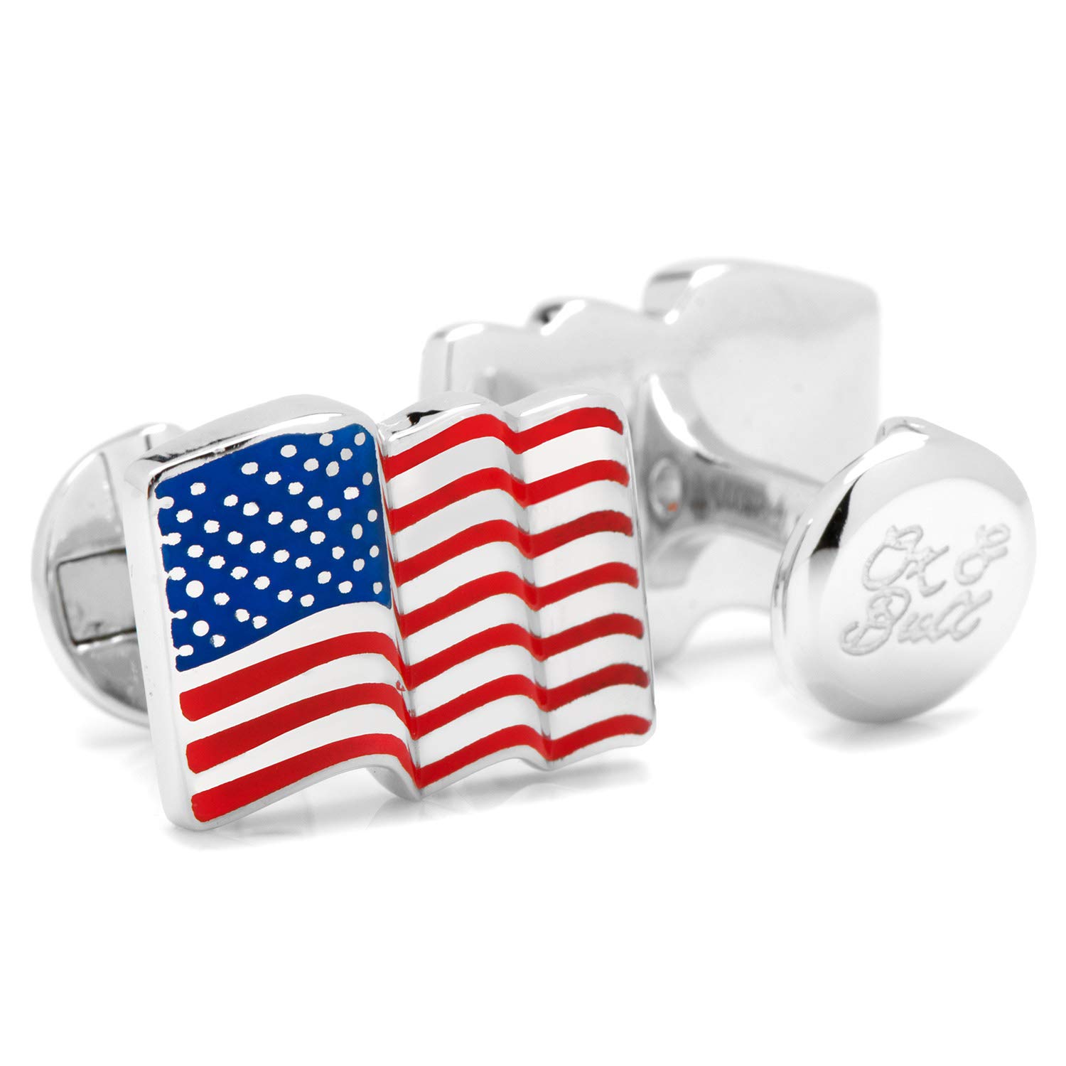 Patriotic Sterling Silver Waving American Flag Cufflinks for Men - Perfect for Weddings, Business Meetings & Formal Events