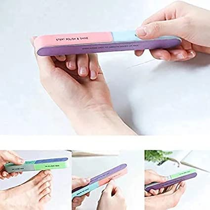 Boobeen Professional Nail File and Buffers Set - 5 Pack Natural Emery Boards for Manicure, Nail Polishing & Shaping - Perfect for Women & Girls at Home, Salon or Travel
