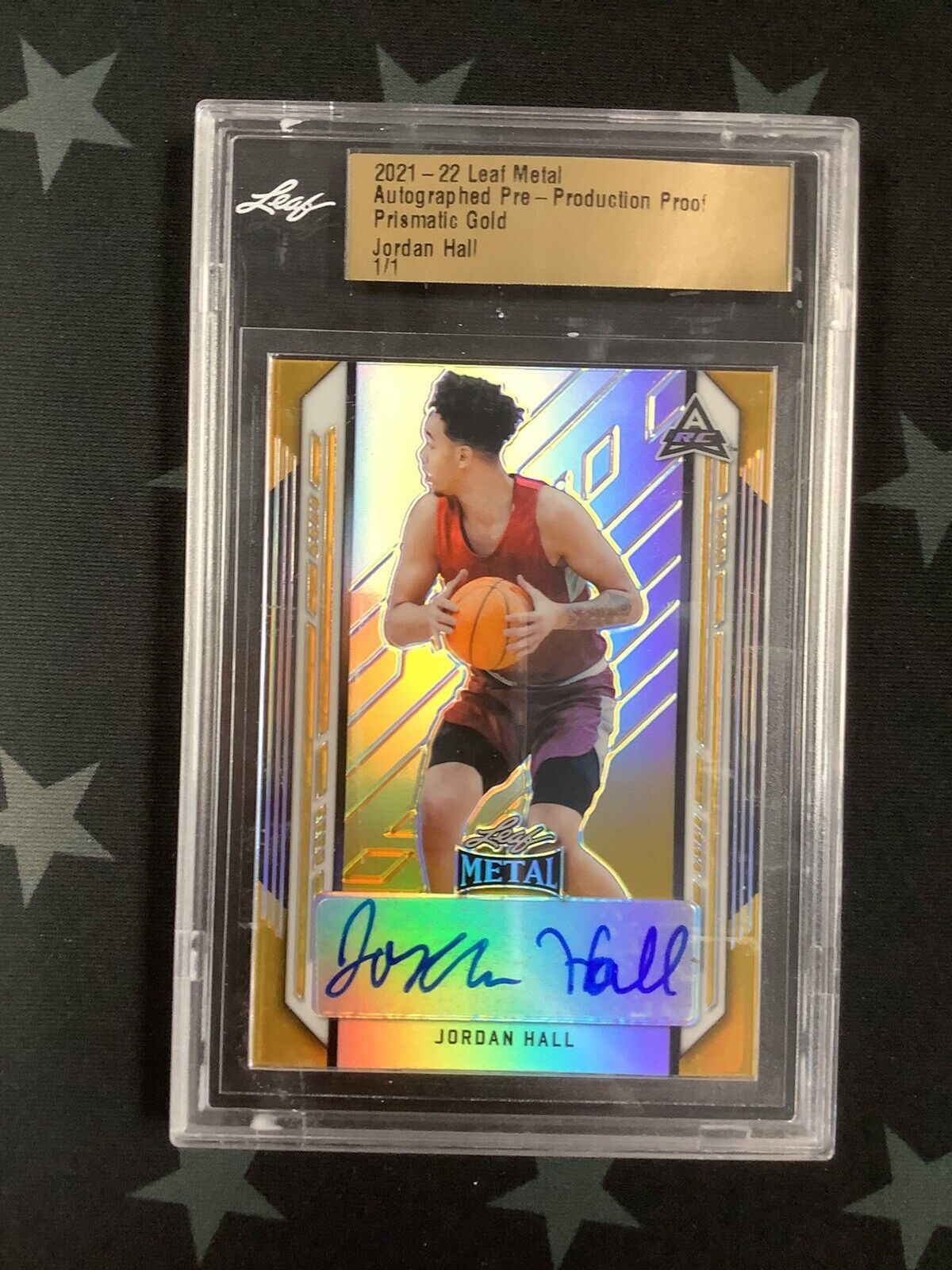 2021-22 Leaf Metal Autographed Pre-Production Proof Prismatic Gold Jordan Hall 1/1 Trading Card - Rare Collectible for Sports Memorabilia & Card Showcases