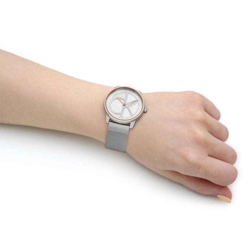 Calvin Klein Unisex Silver Dial Watch with Milanese Strap 25200033 - Perfect for Business, Casual & Everyday Wear