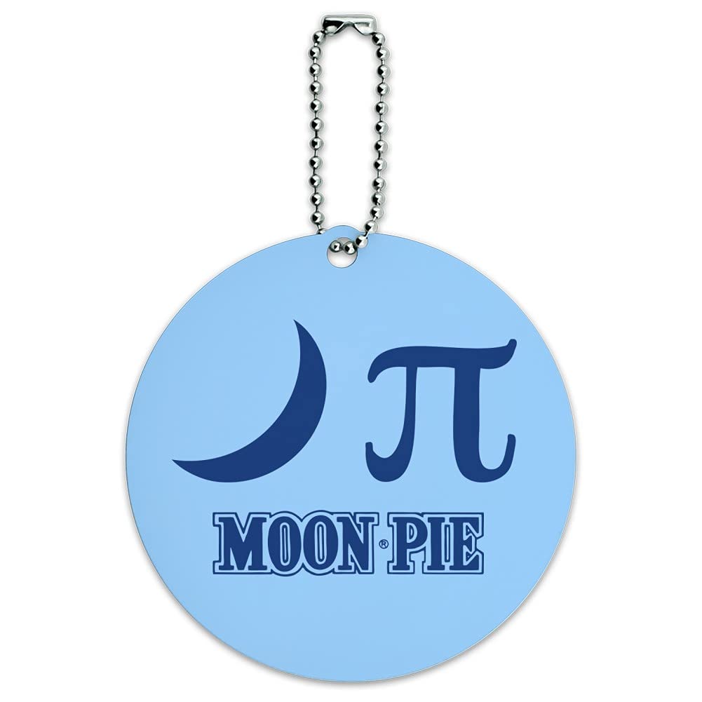 Fun Nerdy Moon Pi MoonPie Round Luggage ID Tag - Cute Suitcase & Carry-On Bag Identifier for Travel Accessories - Perfect for Kids, Teens & Unique Travelers