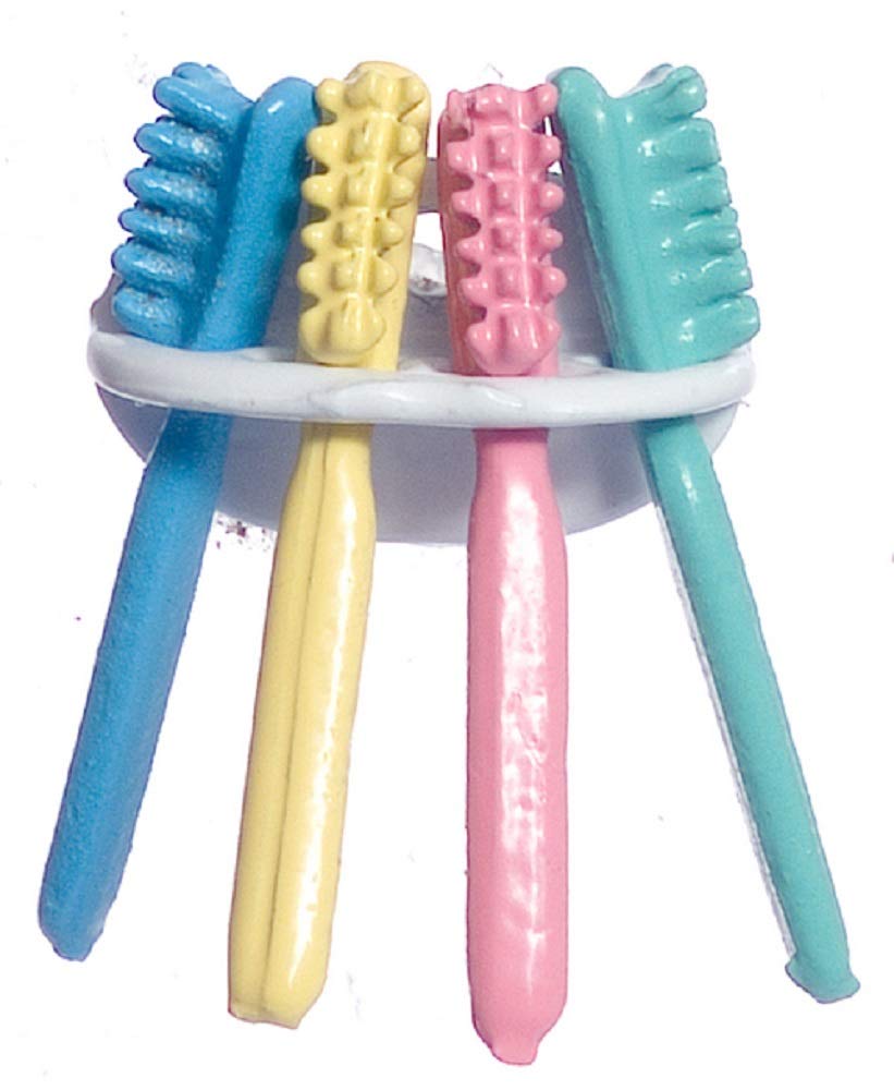 Miniature Dollhouse Bathroom Set - Toothbrush & Holder for 1:12 Scale Dollhouse - Perfect for DIY, Collectors & Kids Playroom Decor