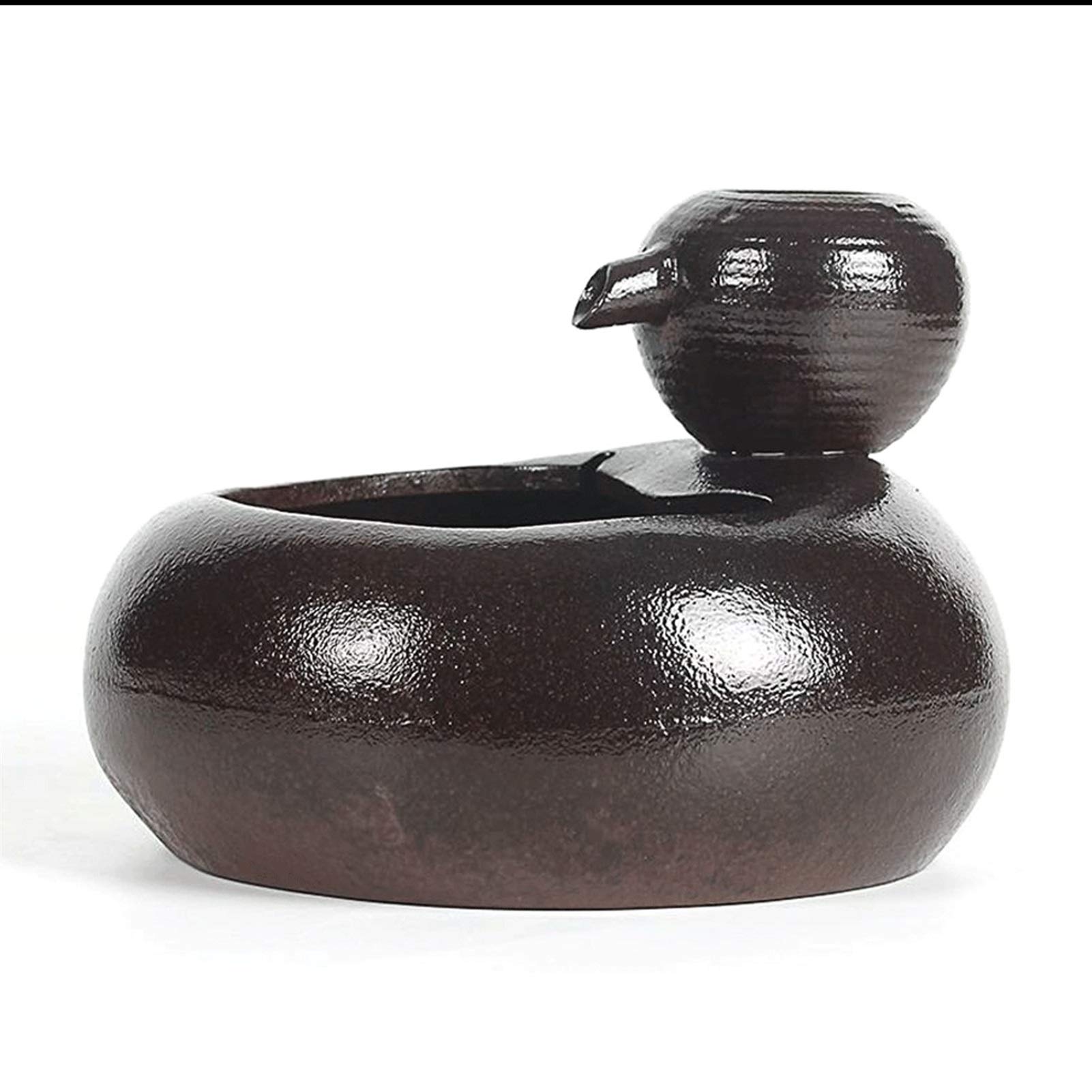 Ceramic Handmade Indoor Water Fountain with Circulating Pump - Mini Desktop Fountain for Office, Living Room, Home Decor Humidifier - Perfect for Relaxation, Meditation & Stress Relief (Black)