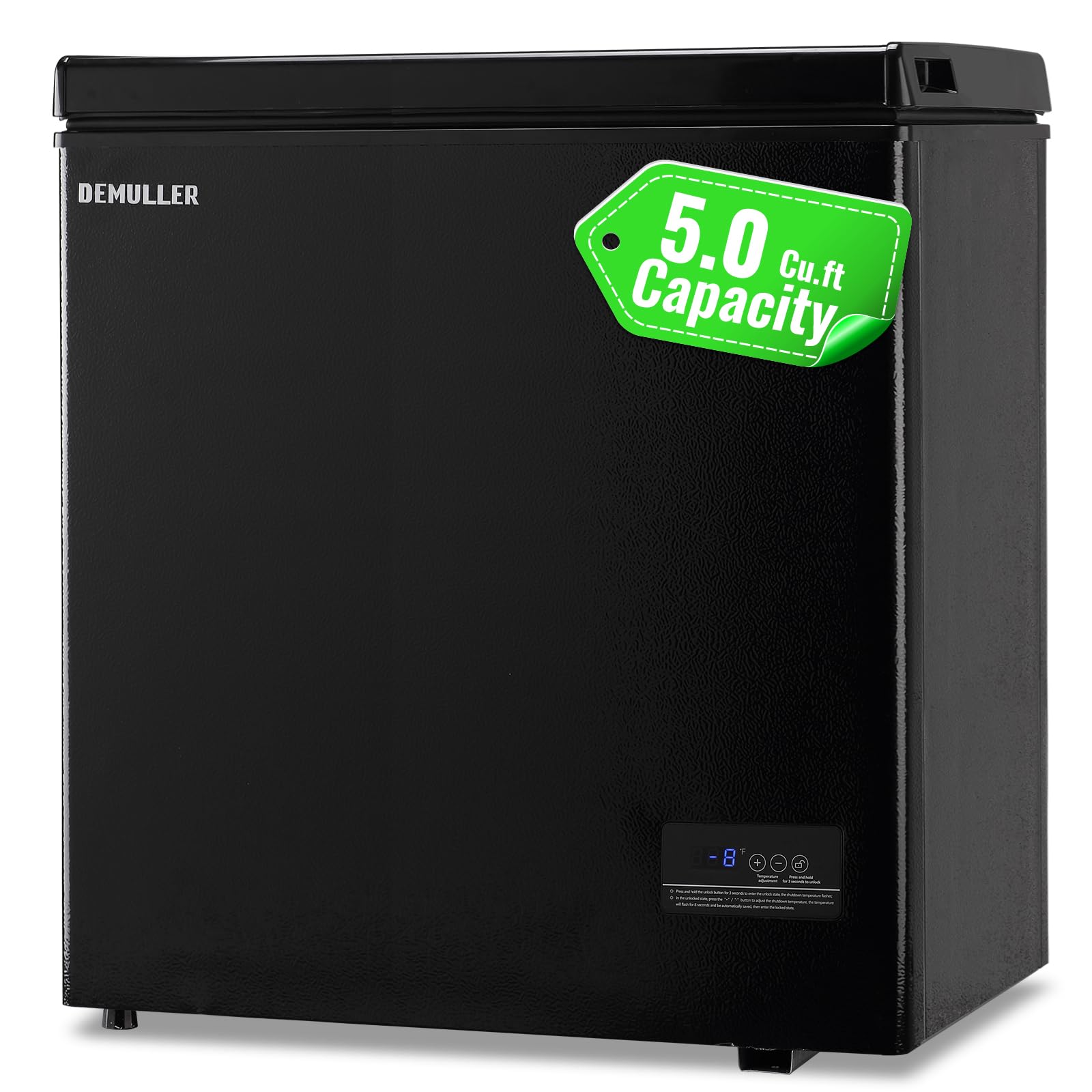 5.0 Cu.ft Chest Freezer with Digital Temperature Control & LED Display - Energy Efficient Deep Freezer for Home, Kitchen, Apartment - Perfect for Storing Meat, Frozen Foods & Bulk Groceries (Includes 2 Removable Baskets)