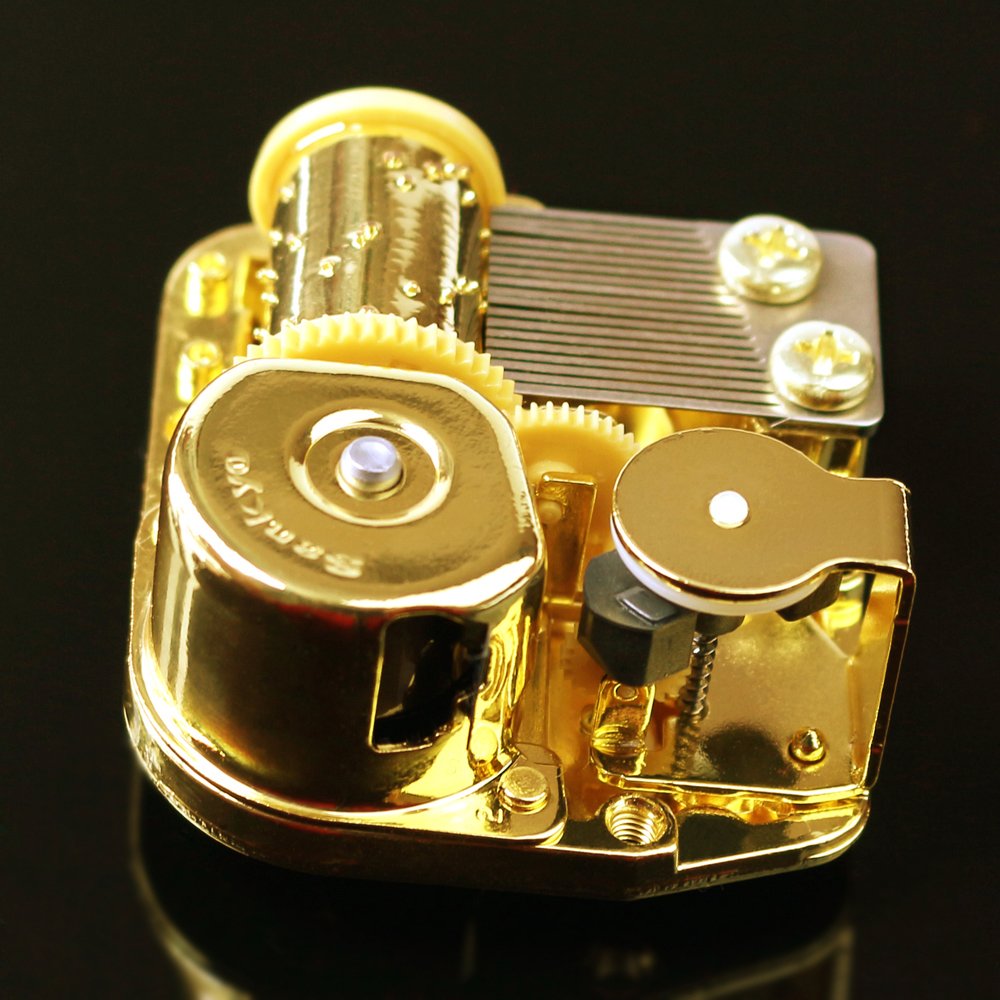 Sinzyo® Sankyo 18-Note Musical Movement - Gold-Plated Canon Music Box Mechanism with Multiple Tune Options - Perfect for Jewelry Boxes, DIY Crafts & Gift Decorations