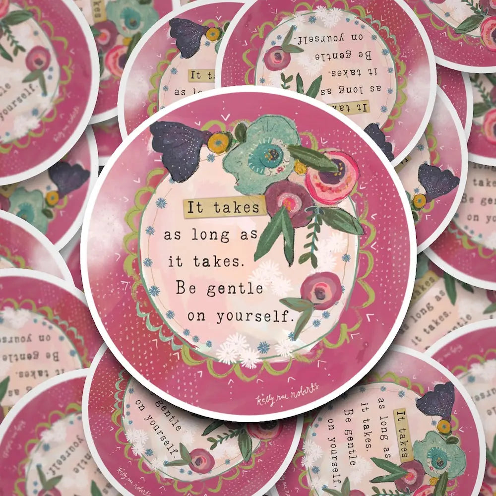 Be Gentle On Yourself Inspirational Vinyl Sticker - Waterproof & Durable Decal for Laptops, Journals, Water Bottles - Motivational Self-Care Gift for Women & Teens