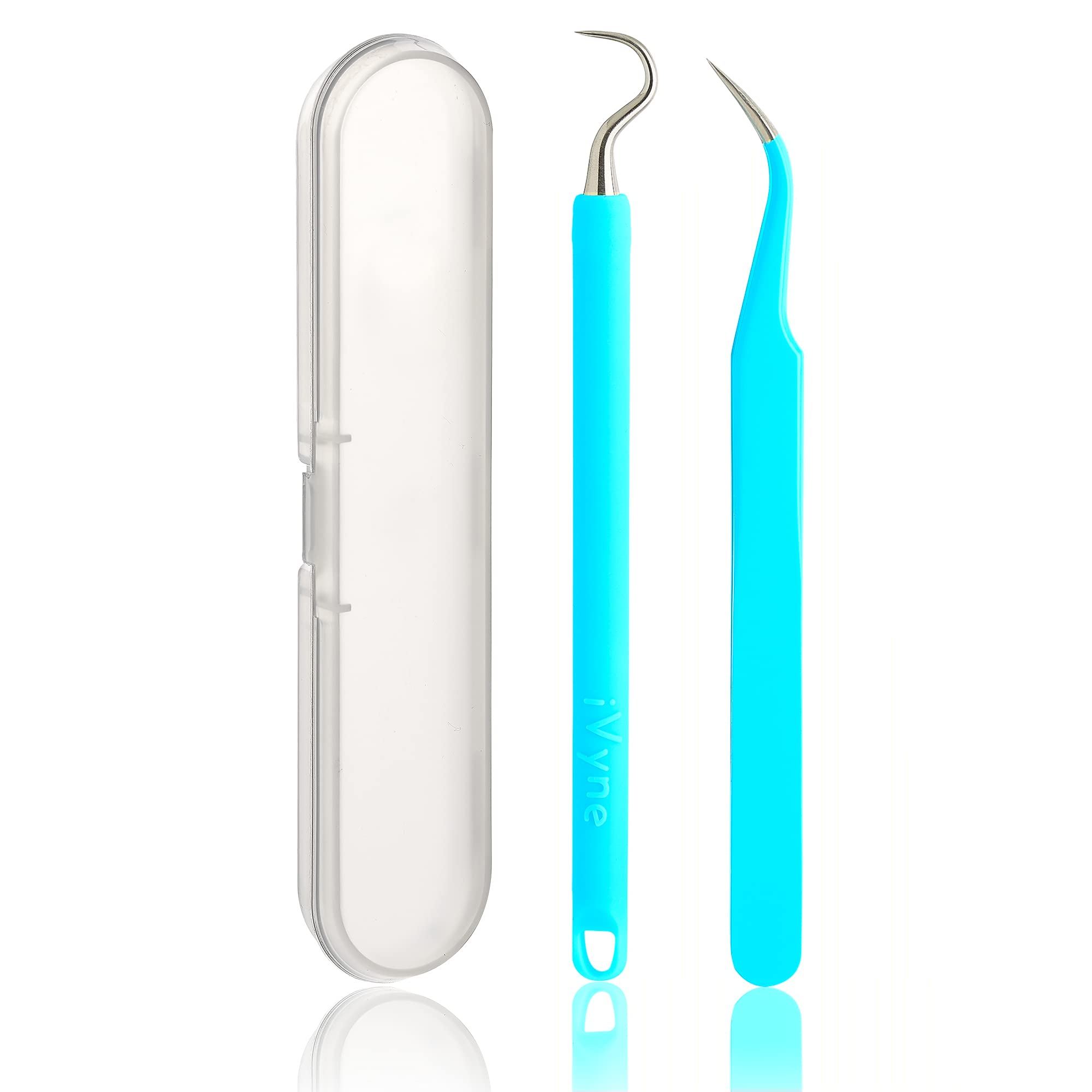 iVyne 2-Piece Silicone Weeding Tool Set for Cricut Vinyl - Includes Crafting Tweezers & Vinyl Weeder - Perfect for Silhouette Cameo, HTV, Adhesive Vinyl Projects - Great for DIY Crafts, Decals, T-Shirt Designs & Home Decor (Blue)
