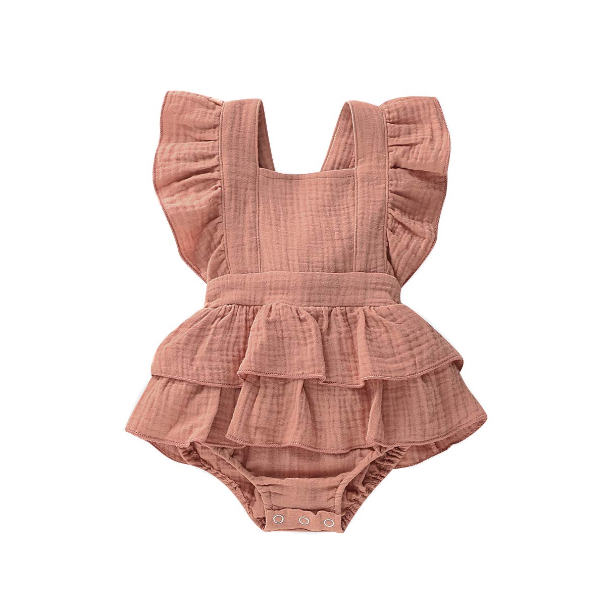 Iddolaka Newborn Baby Girl Summer Outfit - Sleeveless Ruffle Cotton Romper Bodysuit Jumpsuit | Soft & Breathable Sunsuit for Infants | Perfect for Beach, Park & Outdoor Play