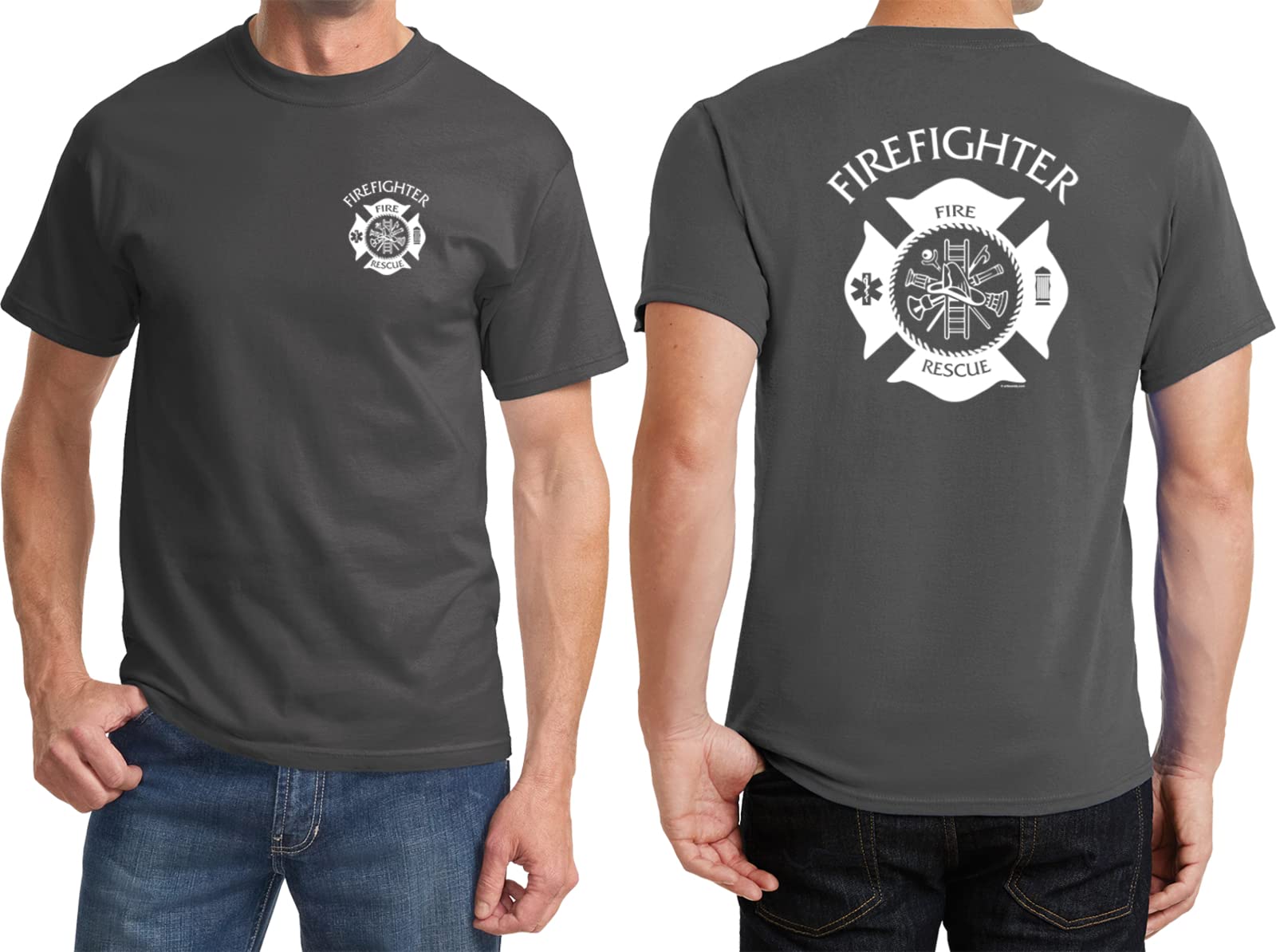 Firefighter Fire Rescue T-Shirt - Front & Back Print - First Responder Apparel for Men & Women - Perfect for Fire Department, EMS, and Emergency Services