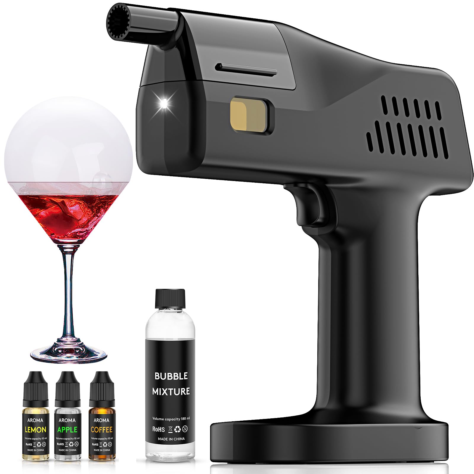 Smoke Gun Bubble Maker Kit with Aromas & Edible Bubbles - Cocktail & Food Flavor Enhancer for Bars, Restaurants & Home Use - Perfect for Mixology, Food Presentation & Party Entertainment