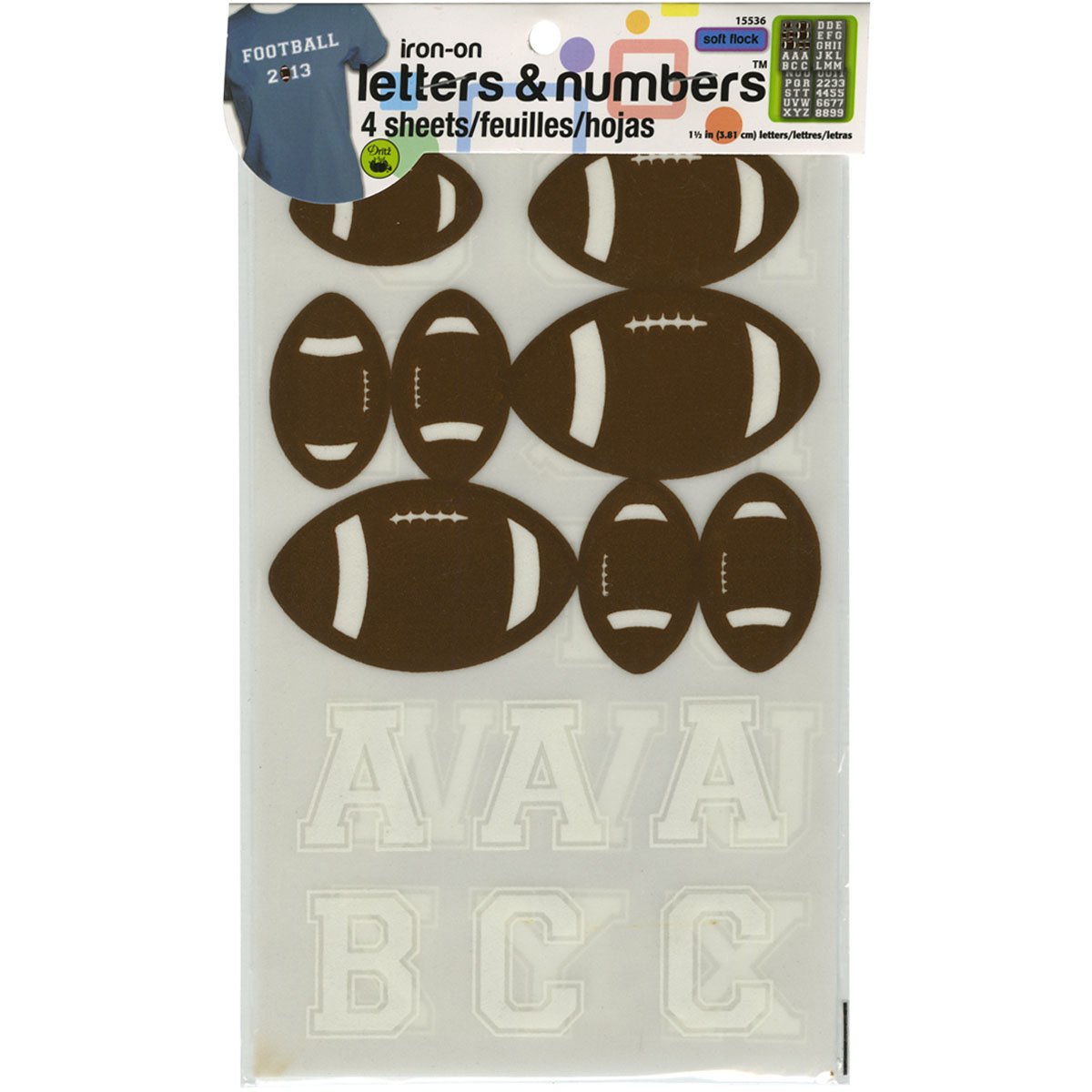 Dritz Iron-On Letters for Football Jerseys - Brown & White Fabric Letters for DIY Customization | Perfect for Team Uniforms, Sports Apparel & Personalized Gifts