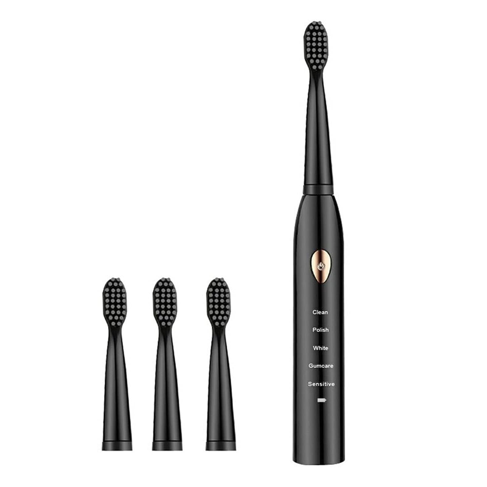 Rechargeable Electric Toothbrush for Adults - Powerful 30000 VPM Ultrasonic Cleaning, 5 Modes with Whitening, USB Charging, IPX7 Waterproof, Includes 4 Brush Heads (Black) - Perfect for Travel & Daily Oral Care