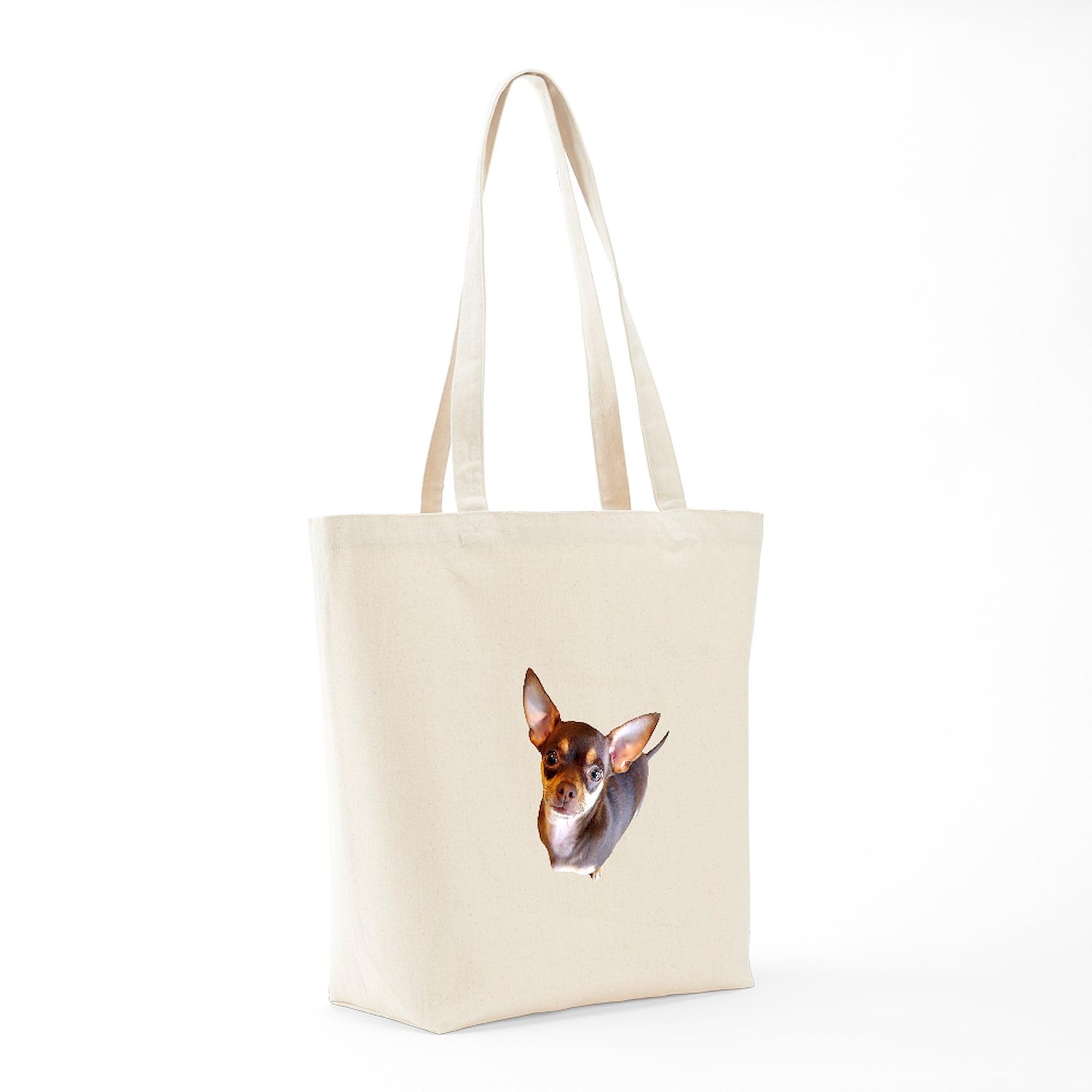 Chihuahua Chocolate Tote Bag - Natural Canvas Reusable Shopping Bag for Groceries, Beach & Daily Use | Eco-Friendly Cotton Tote with Cute Dog Design