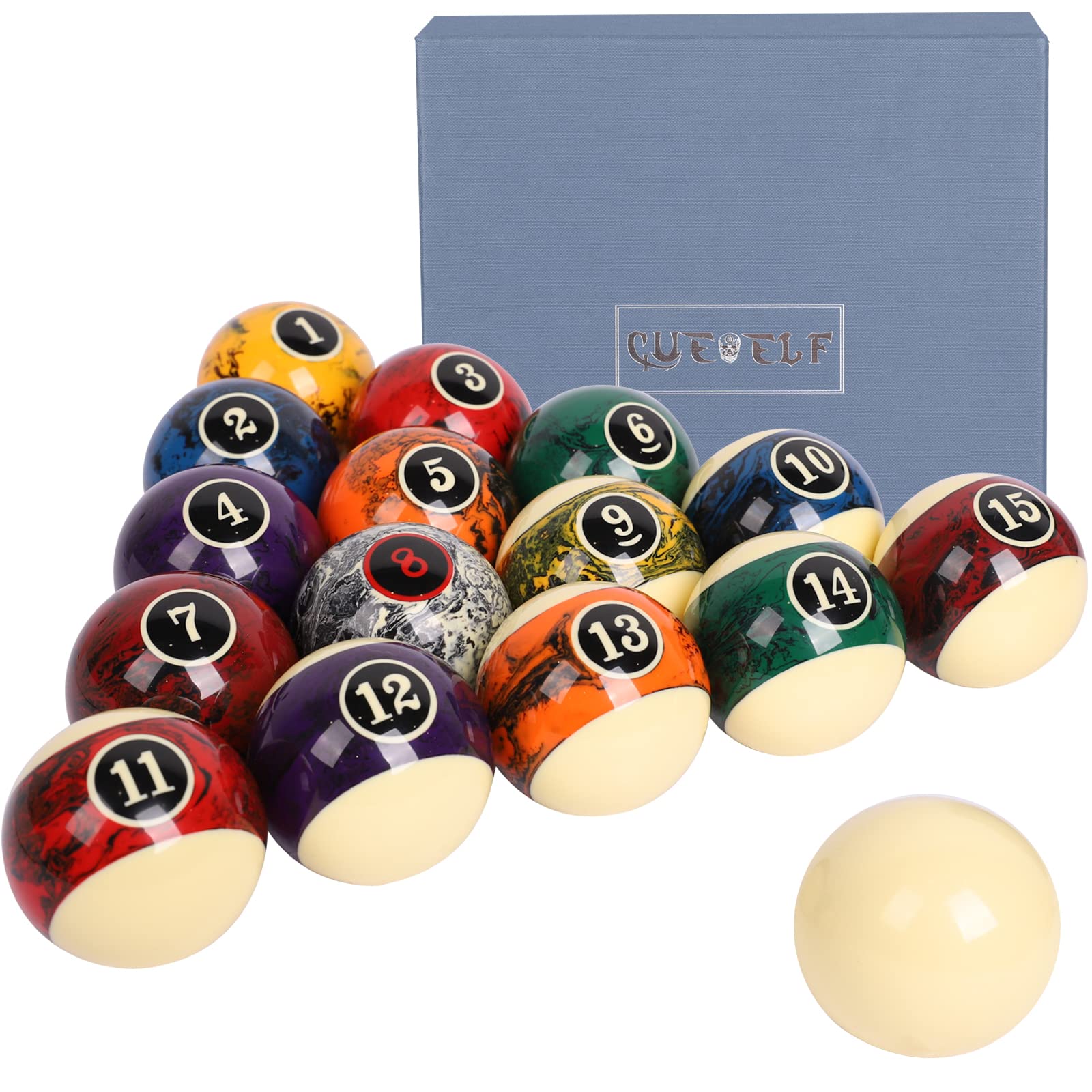 Professional 2-1/4 Inch Billiard Ball Set - 16 Pool Balls for Regulation Size Pool Tables | Perfect for Home Game Rooms, Bars & Competitive Play