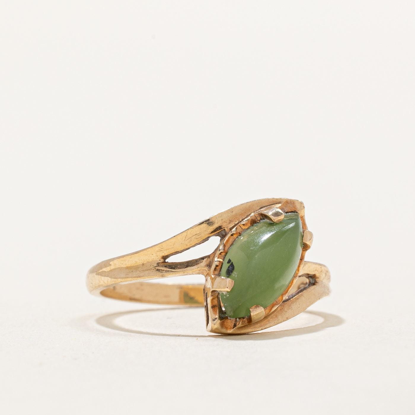 Marquise Cabochon Nephrite Jade Ring - 0.90ct Genuine Green Jade Jewelry - Size 6 Elegant Women's Ring - Perfect for Weddings, Anniversaries & Special Occasions