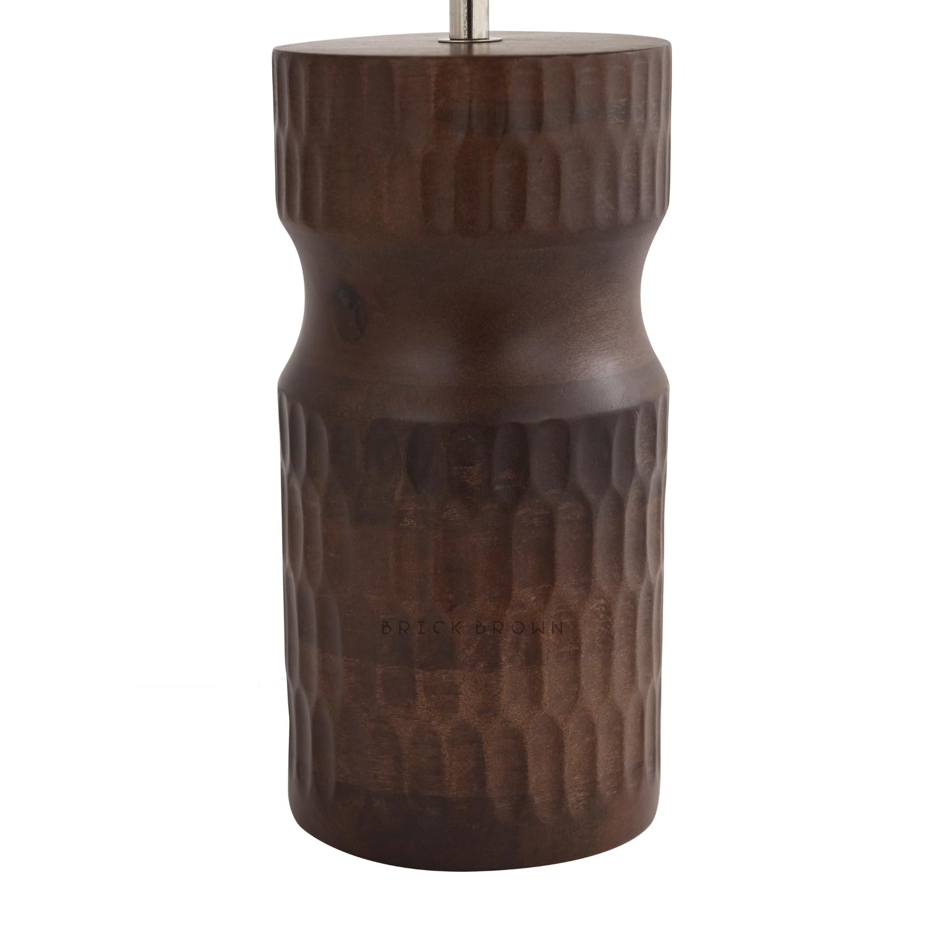 Premium Brick Brown Wooden Carved Crust Lamp with Shade & Bulb - Handcrafted Home Decor Bedside Night Light for Living Room, Study Room & Bedroom Side Table | Cozy Reading & Relaxing Ambience