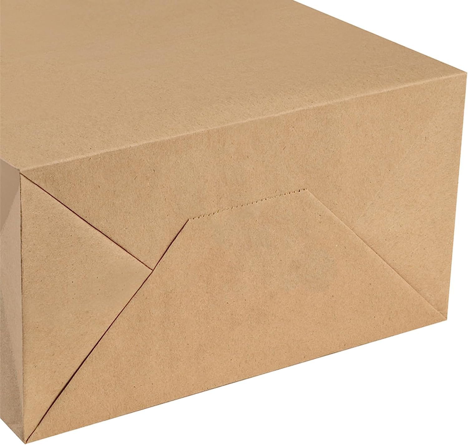 Aakriti 10.5x5x13.5 Inch Brown Kraft Paper Gift Bags with Handles - Pack of 10 Bulk Wedding Favor Bags, Party Supplies, Grocery Shopping & Retail Merchandise Bags - Perfect for Bridal Showers, Baby Showers & Corporate Events
