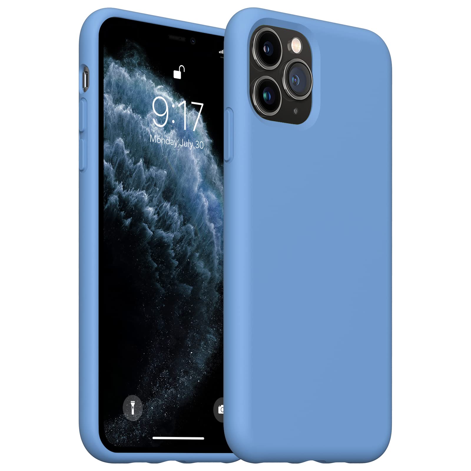 OuXul Slim Liquid Silicone Case for iPhone 11 Pro Max (6.5 Inch) - Cornflower Blue Protective Phone Cover with Full Body Microfiber Lining | Perfect for Everyday Use, Work & Travel Protection