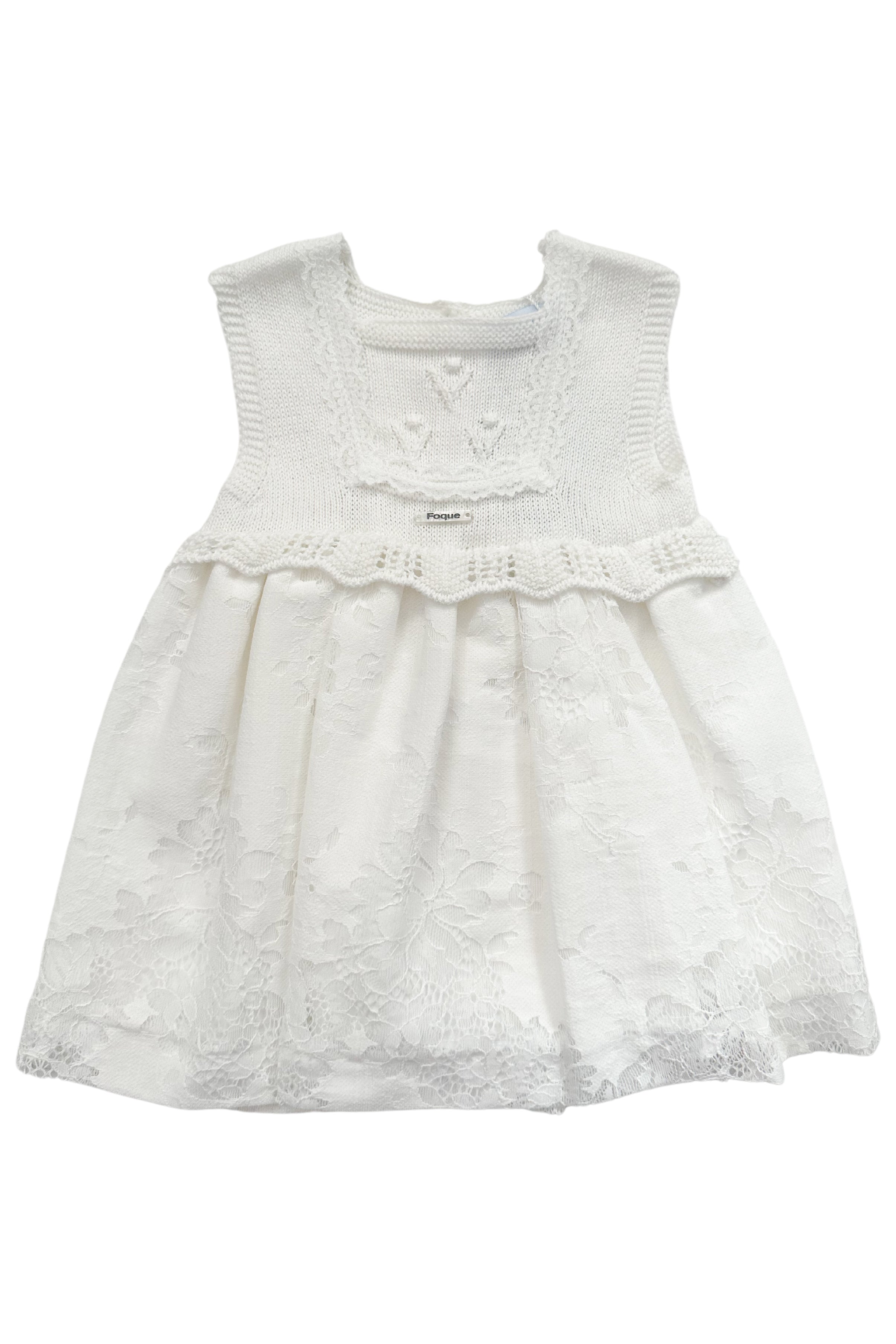 Elegant Ivory Knit Lace Dress for Women - Perfect for Weddings, Parties & Special Occasions | Floral Embroidery & Comfortable Fit