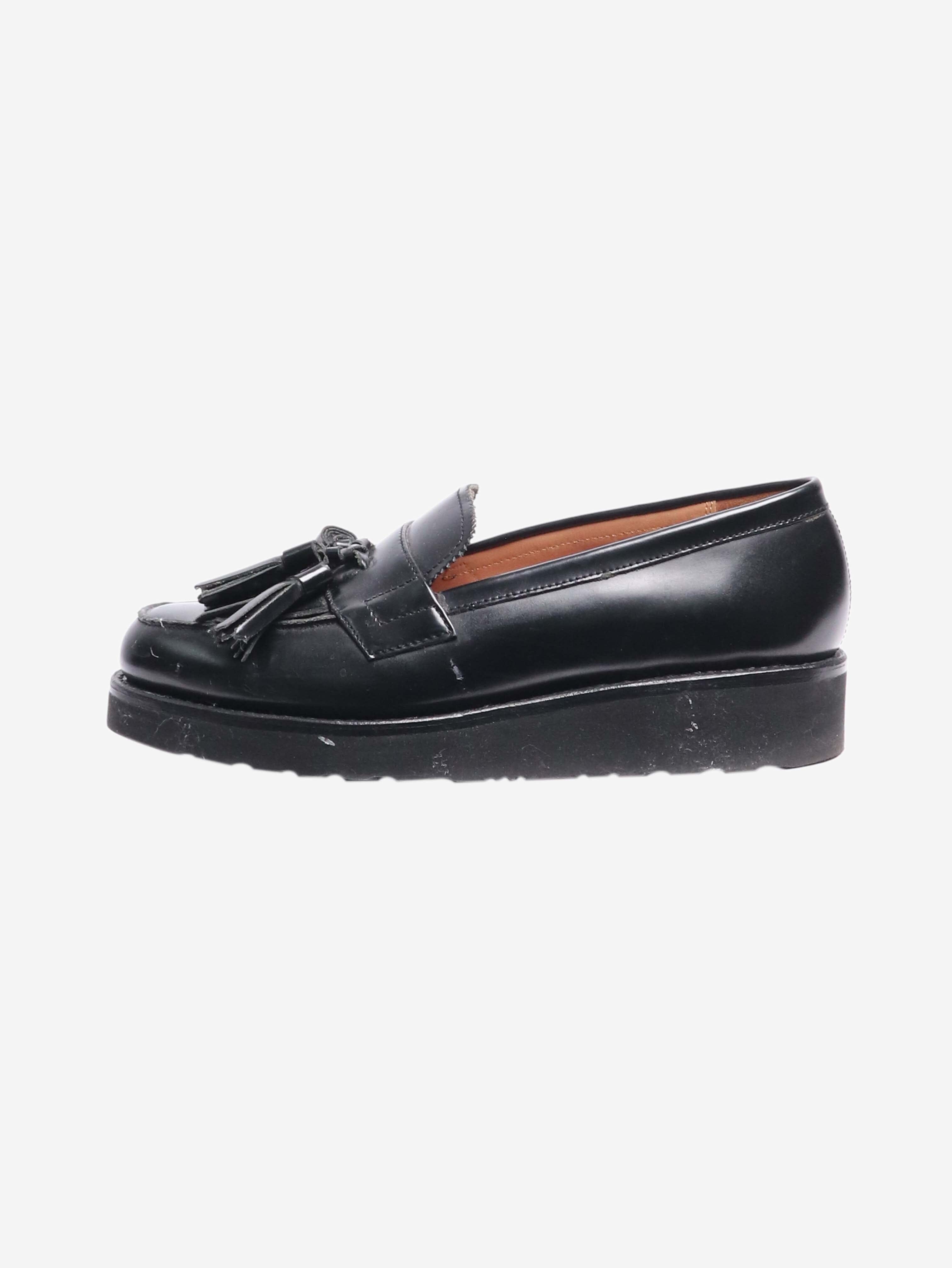 Black Leather Tassel Loafers Women's Size EU 40 (US 9.5) - Comfortable Slip-On Shoes for Office, Casual Wear & Travel