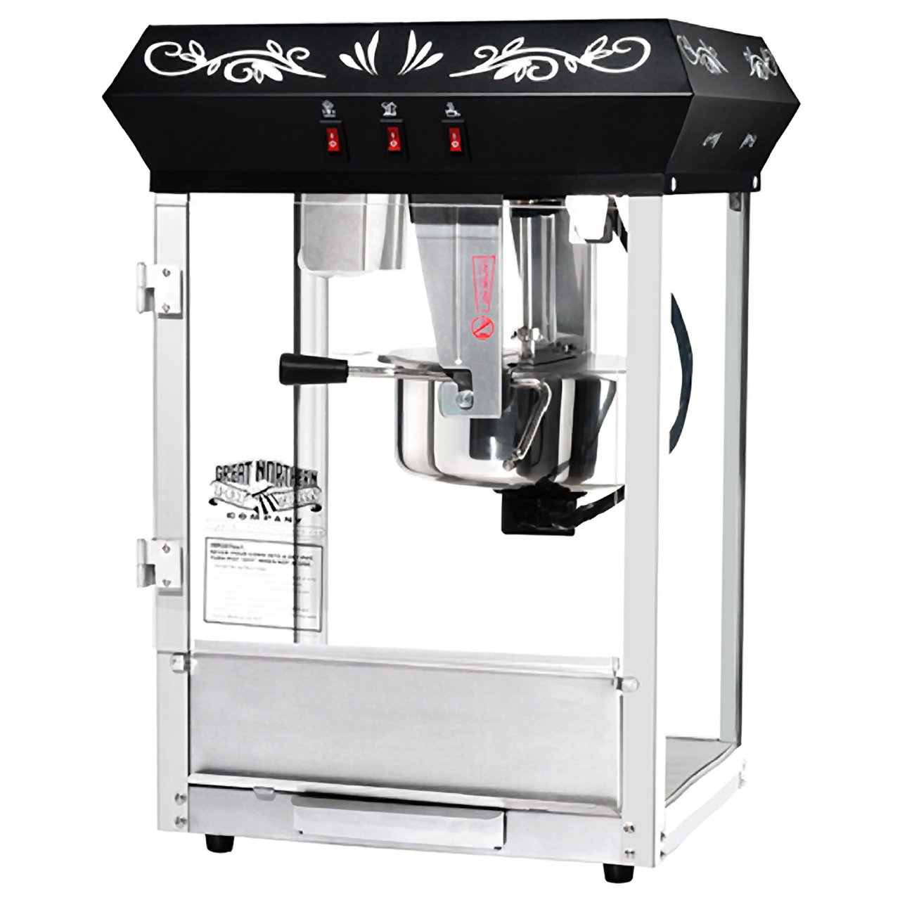 Great Northern Popcorn Machine - 8 oz Black Commercial Popcorn Popper for Movie Theater Style Popcorn at Home, Parties & Events