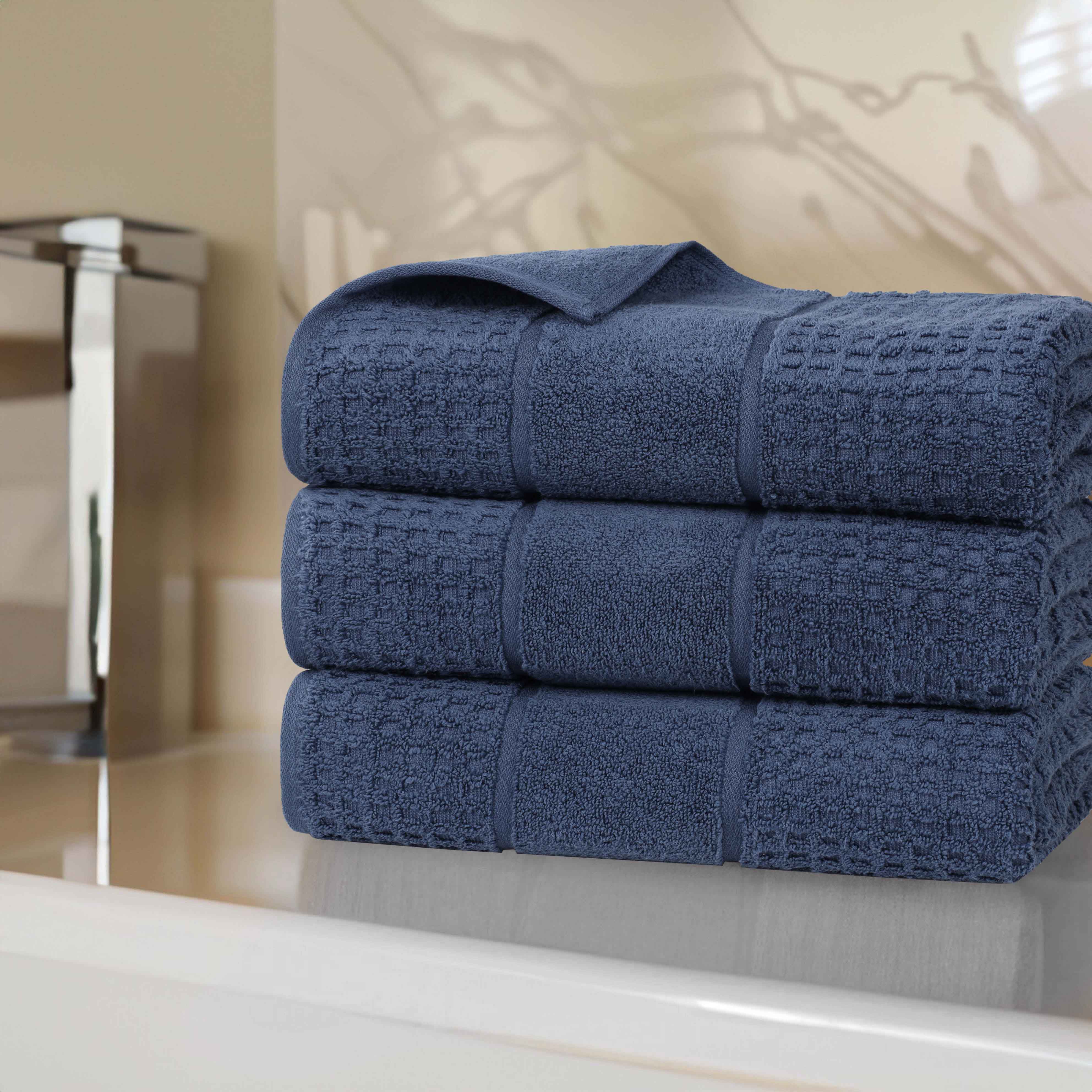 Premium Zero Twist Cotton Waffle Honeycomb Bath Towels - Ultra Soft & Highly Absorbent Set of 3 - Perfect for Spa, Bathroom & Beach Use