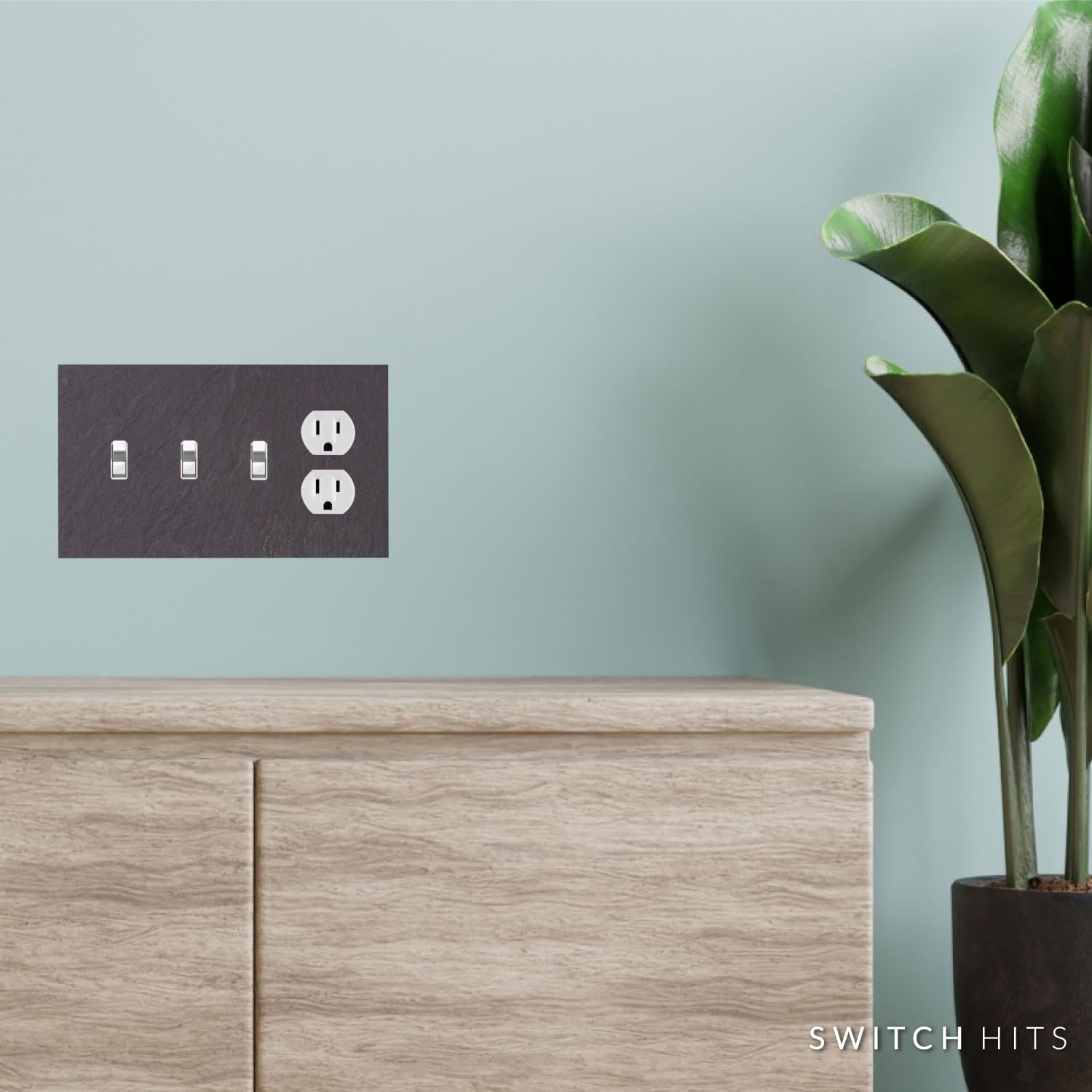 Decorative Vermont Slate Purple Electrical Switch Plate - 4 Gang Outlet Wall Plate (8.5” W x 5” H) | Light Switch Cover & Duplex Receptacle Faceplate for Home, Office & Commercial Use