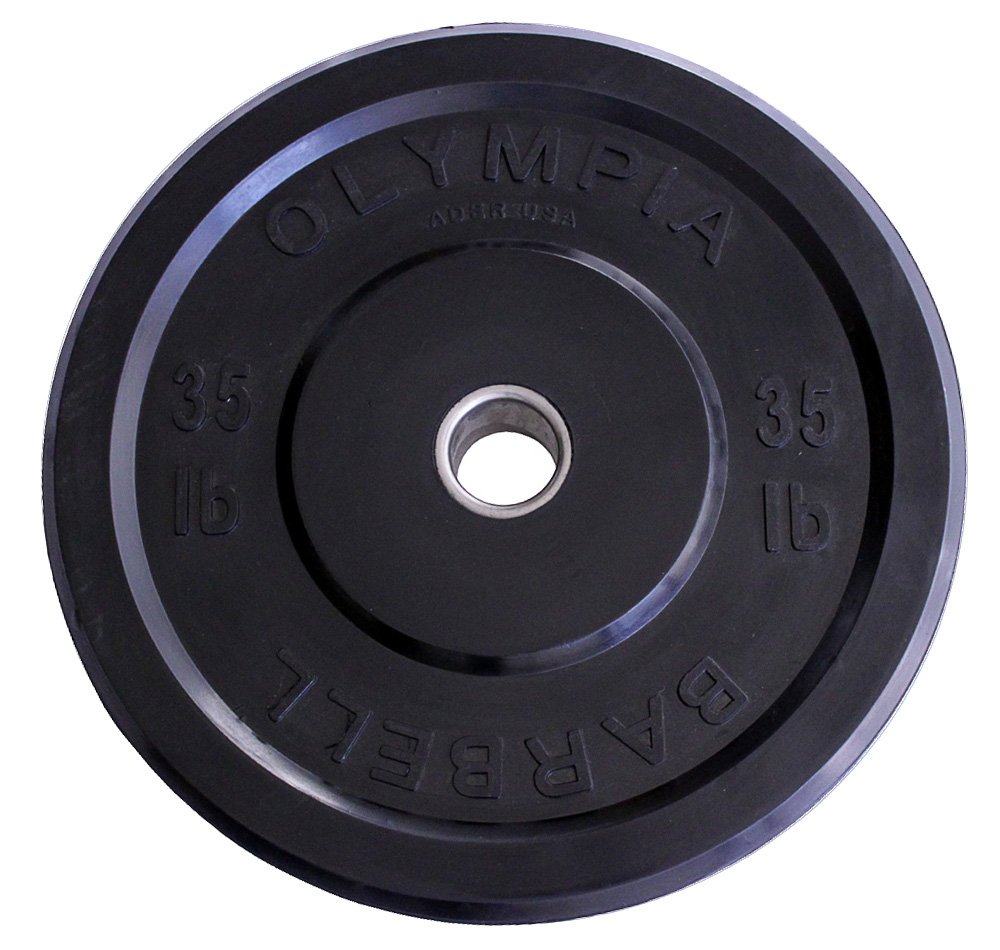 Ader Black Olympic Rubber Bumper Plates - 35 Lbs (Pair) - Durable Weight Plates for CrossFit, Powerlifting & Home Gym Workouts