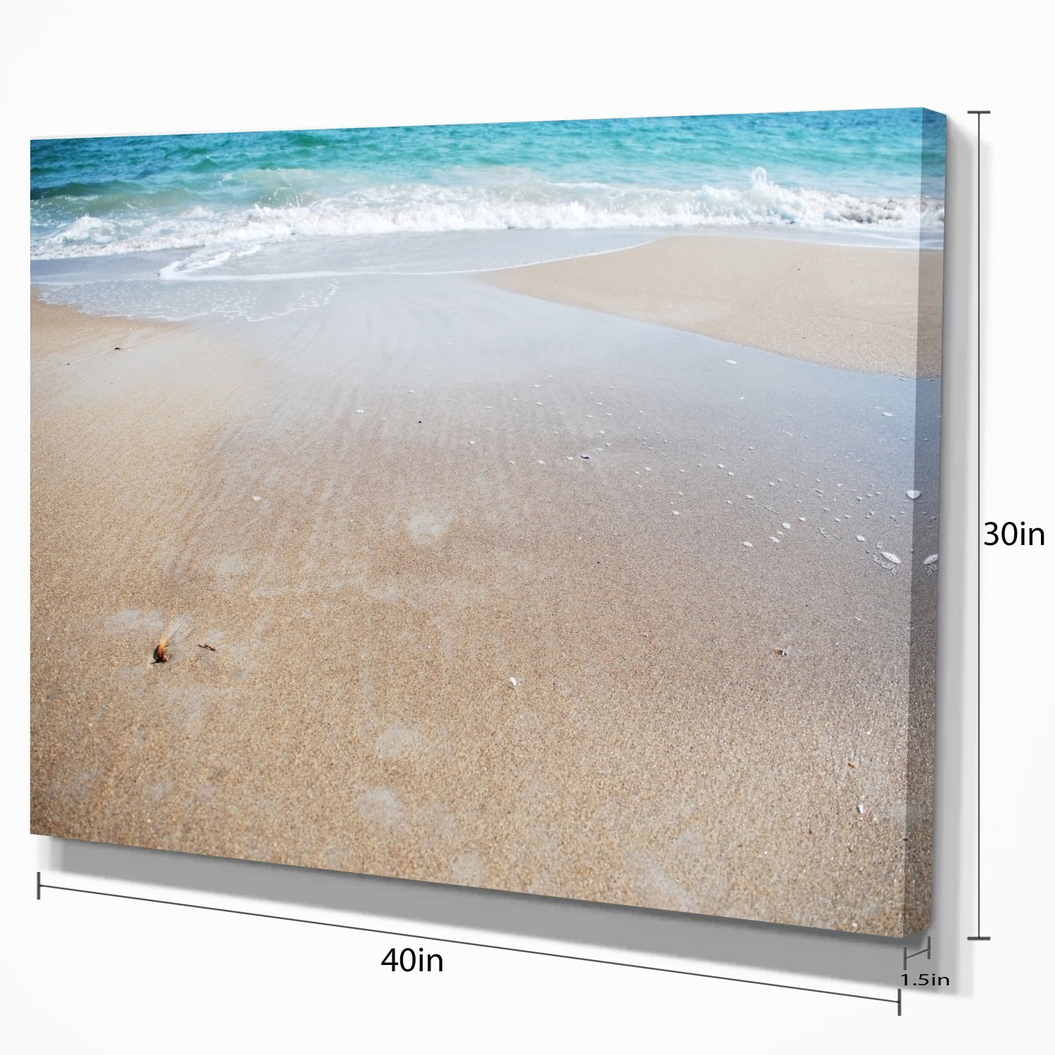 Modern Beach Canvas Art Print - Crystal Clear Sea Waves on Shore - Perfect for Coastal Home Decor, Living Room & Office Wall Art