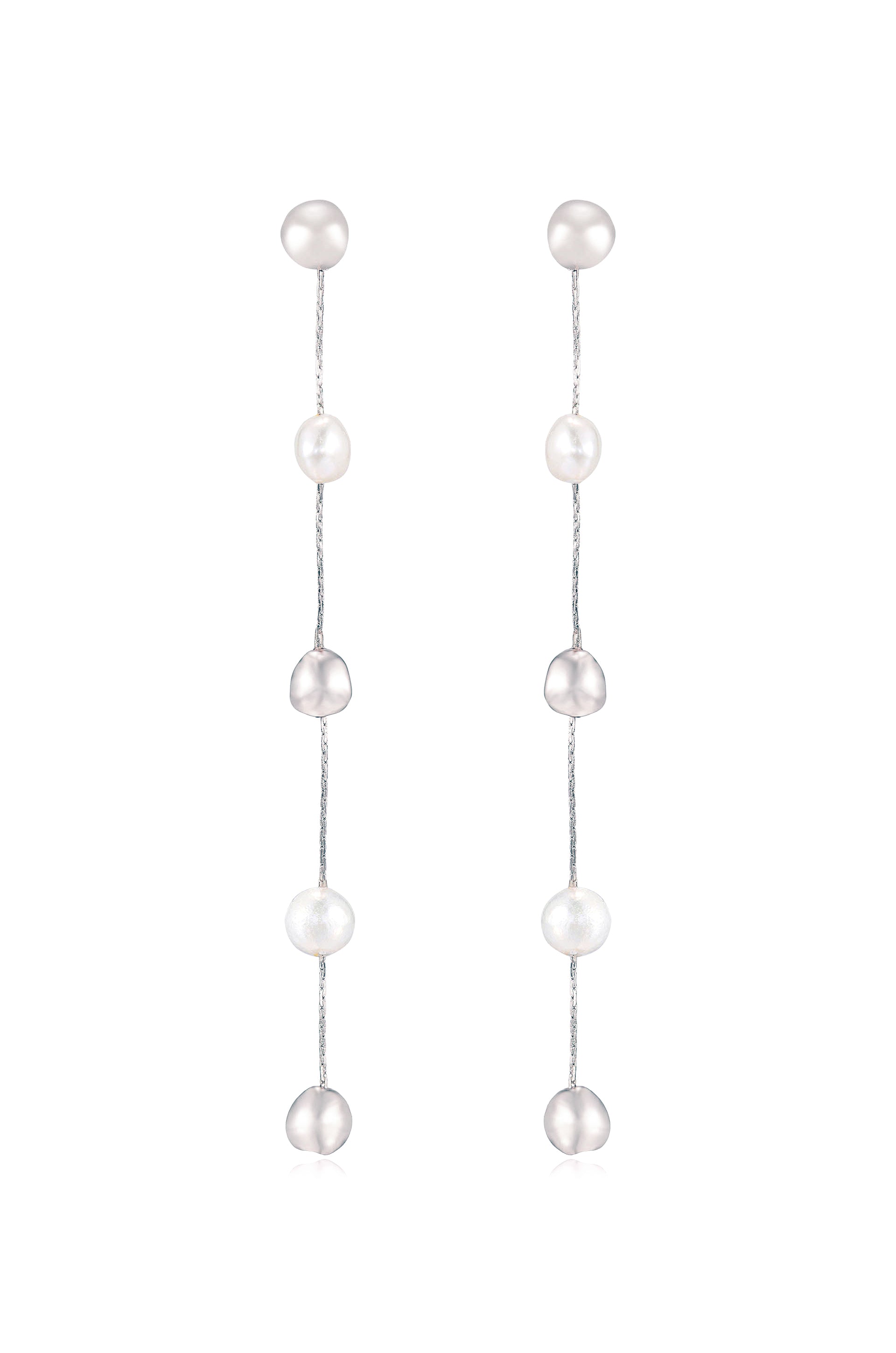 Elegant Freshwater Pearl Drop Earrings for Women - Handmade Dangle Earrings with Alternating Pearls - Perfect for Weddings, Parties & Special Occasions