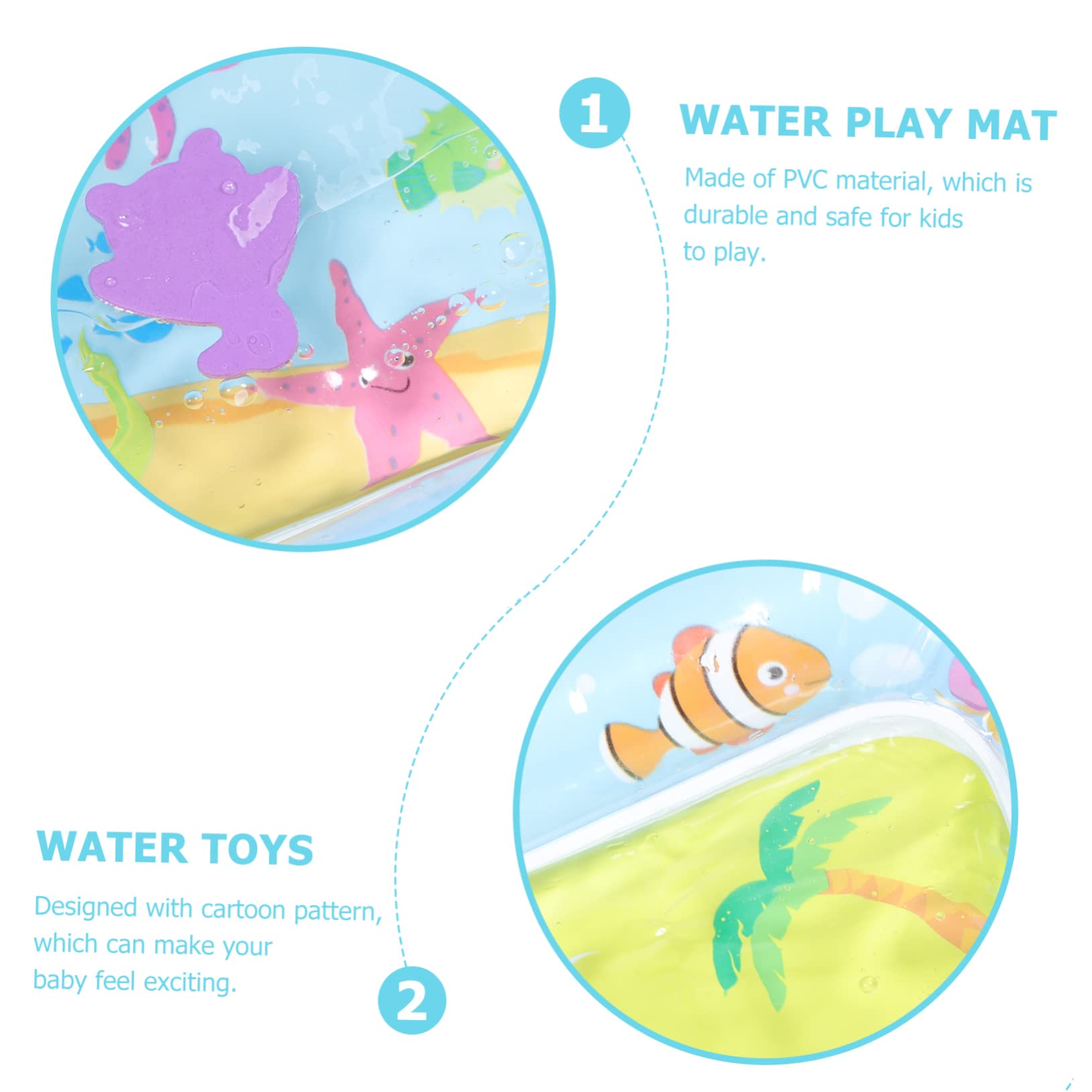 FAVOMOTO 5-Piece Inflatable Baby Tummy Time Mat Set - Water Play Mat, PVC Sensory Toys for Infants, Toddler Development & Bath Time Fun