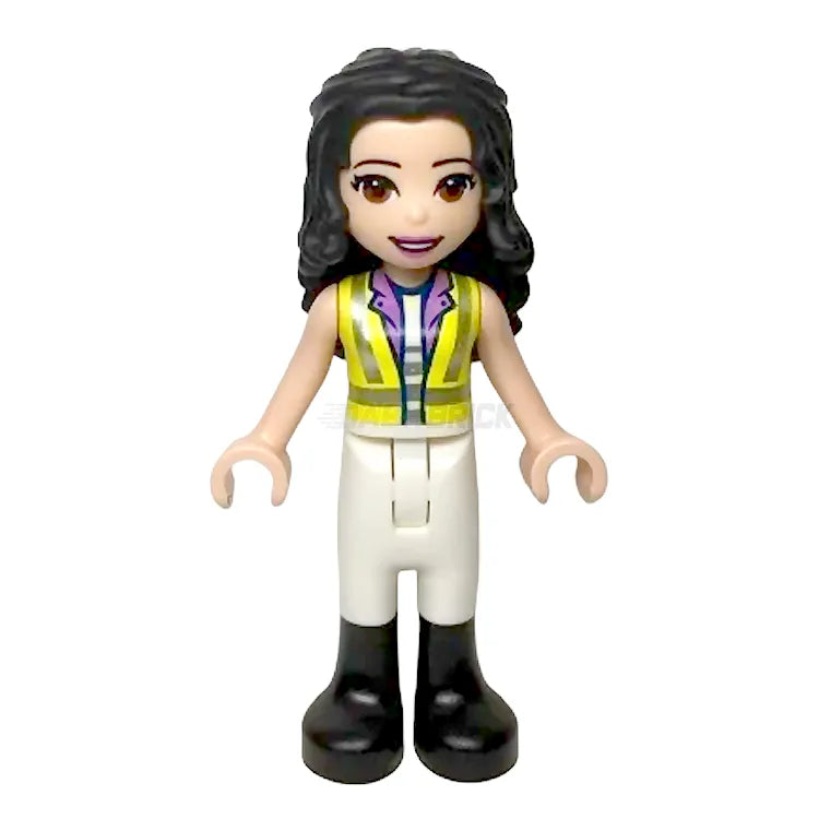 LEGO Friends Emma Minifigure with Neon Yellow Vest, White Trousers & Black Boots - Collectible Toy for Kids, Gift for LEGO Fans - Perfect for Playtime, Display & LEGO Friends Collections