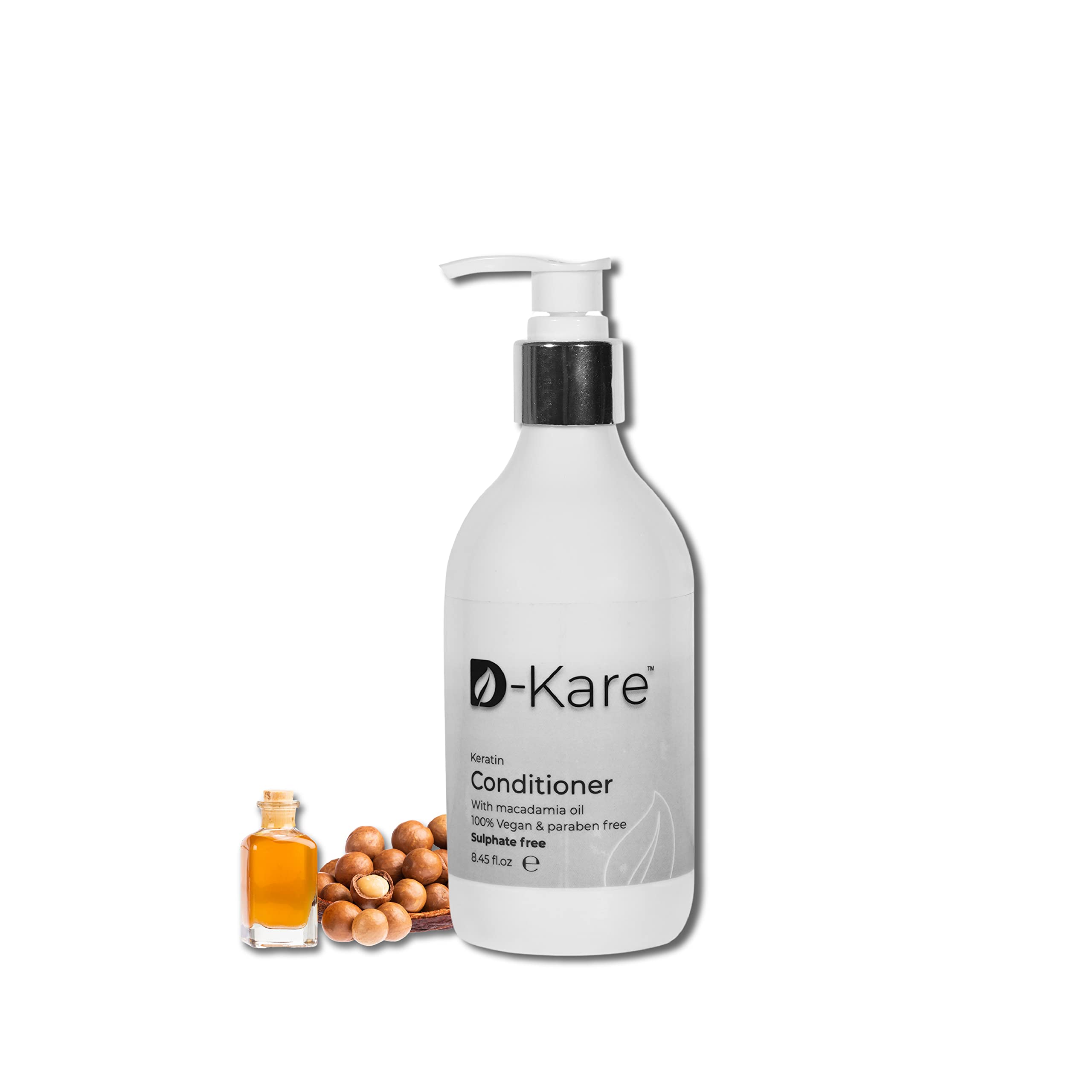 DKare Keratin Conditioner with Macadamia Oil - 100% Vegan, Paraben & Sulfate Free - Promotes Hair Growth, Reduces Hair Fall, Nourishes Dry Hair & Controls Frizz - No Color & PEG - For Men & Women - 250ml - Perfect for Daily Hair Care & Salon-Quality Results at Home