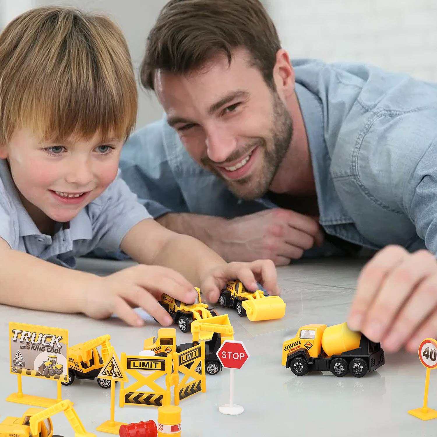 TOY Life 28-Piece Construction Toy Set - Mini Construction Vehicles, Excavator & Truck Toys for Kids | Perfect for Sandbox Play, Construction Themed Birthday Parties & Gifts for Boys | STEM Learning & Imaginative Play