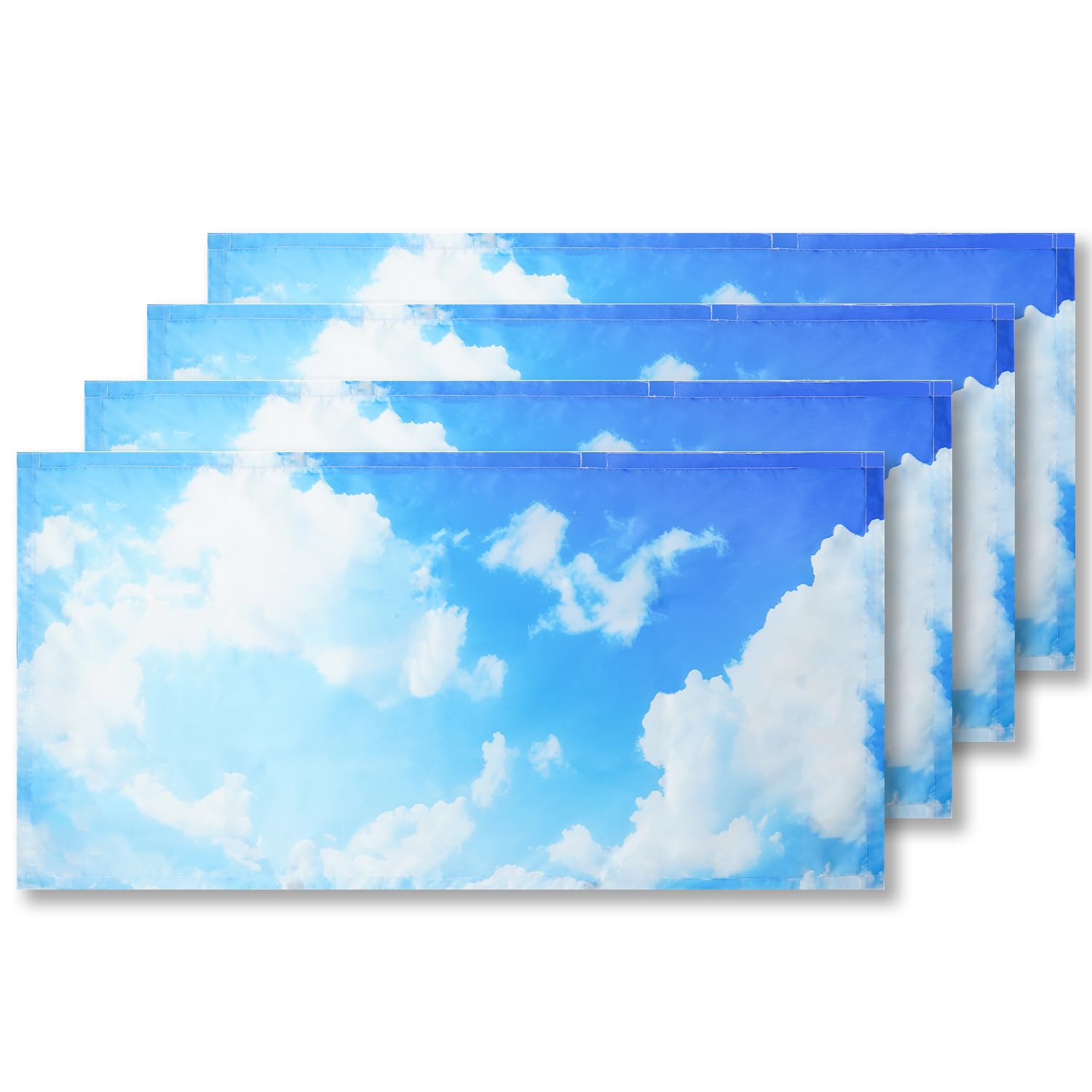 4 Pack Blue Sky Cloud Fluorescent Light Covers - 4 x 2 Feet Magnetic Light Diffusers for Ceiling Lights | Office, Classroom & Cubicle Lighting Solutions | Reduce Glare & Create Natural Daylight Effect