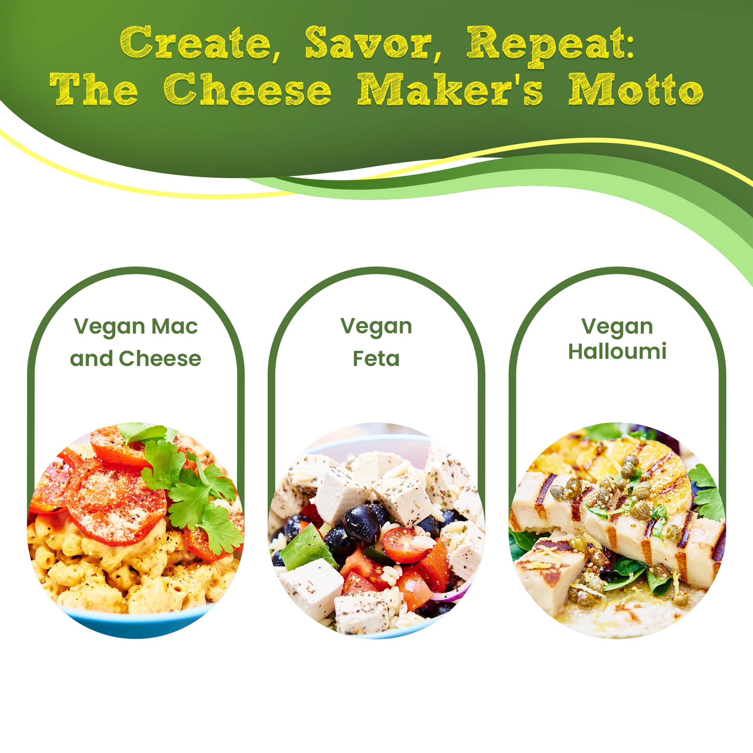 The Big Vegan Cheese Making Kit - DIY Vegan Cheese Starter for Mozzarella, Ricotta, Feta | Dairy-Free Cheese Maker Supplies | Perfect Plant-Based Food Gift | Make 6 Types & 20 Batches | Great for Vegan Cooking, Parties & Holiday Gifts