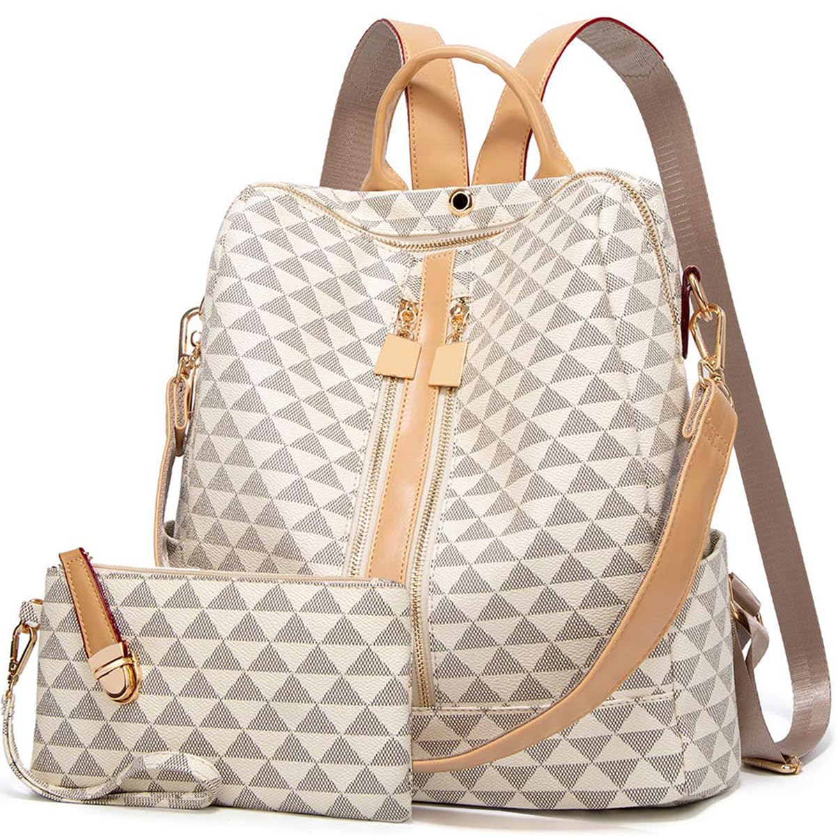 Stylish Convertible PU Leather Backpack Purse for Women - 2-in-1 Travel Satchel & Handbag Set - Perfect for Work, Travel & Daily Use