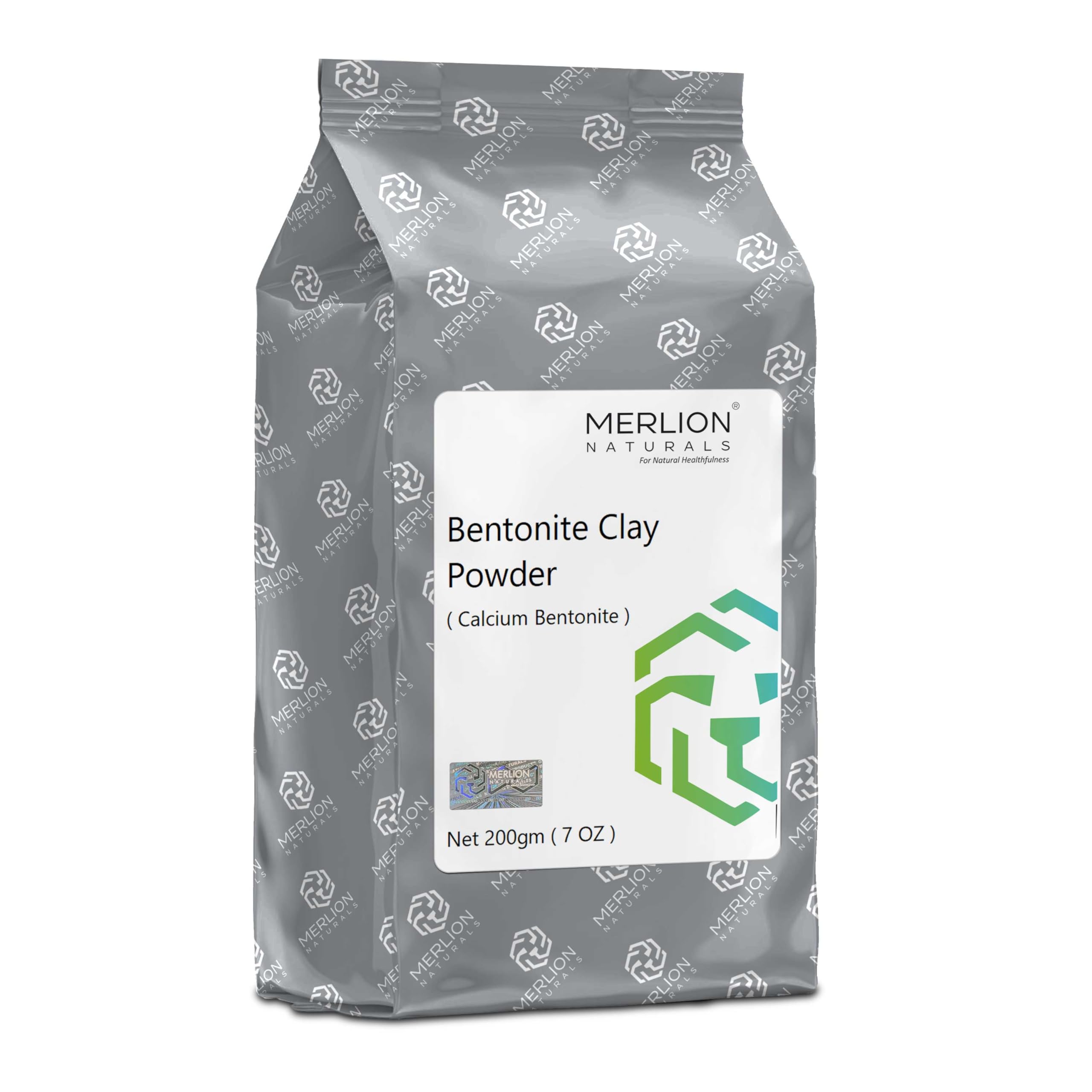 Merlion Naturals Bentonite Clay Powder 200g | Pure Calcium Bentonite Clay | Detoxifying Facial Mask, Skin & Hair Treatment | for Acne Relief, Deep Cleansing & Hair Growth | Organic Beauty Care Solution