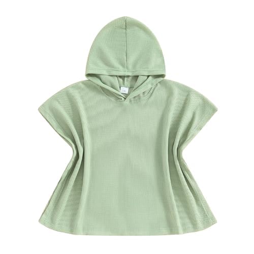 Kids Swim Cover Up - Boys & Girls Waffle Towel Poncho with Hood - Quick Dry Bathing Suit Cover for Beach, Pool, Swimming Lessons & Family Vacation