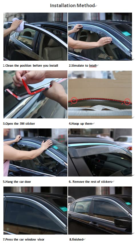 2017-2020 Chevrolet Cruze Rain Guards - 4pc Dark Smoke Window Visors & Deflectors - Weather Protection Accessories for Rain & Wind - Perfect for All-Season Driving & Parking