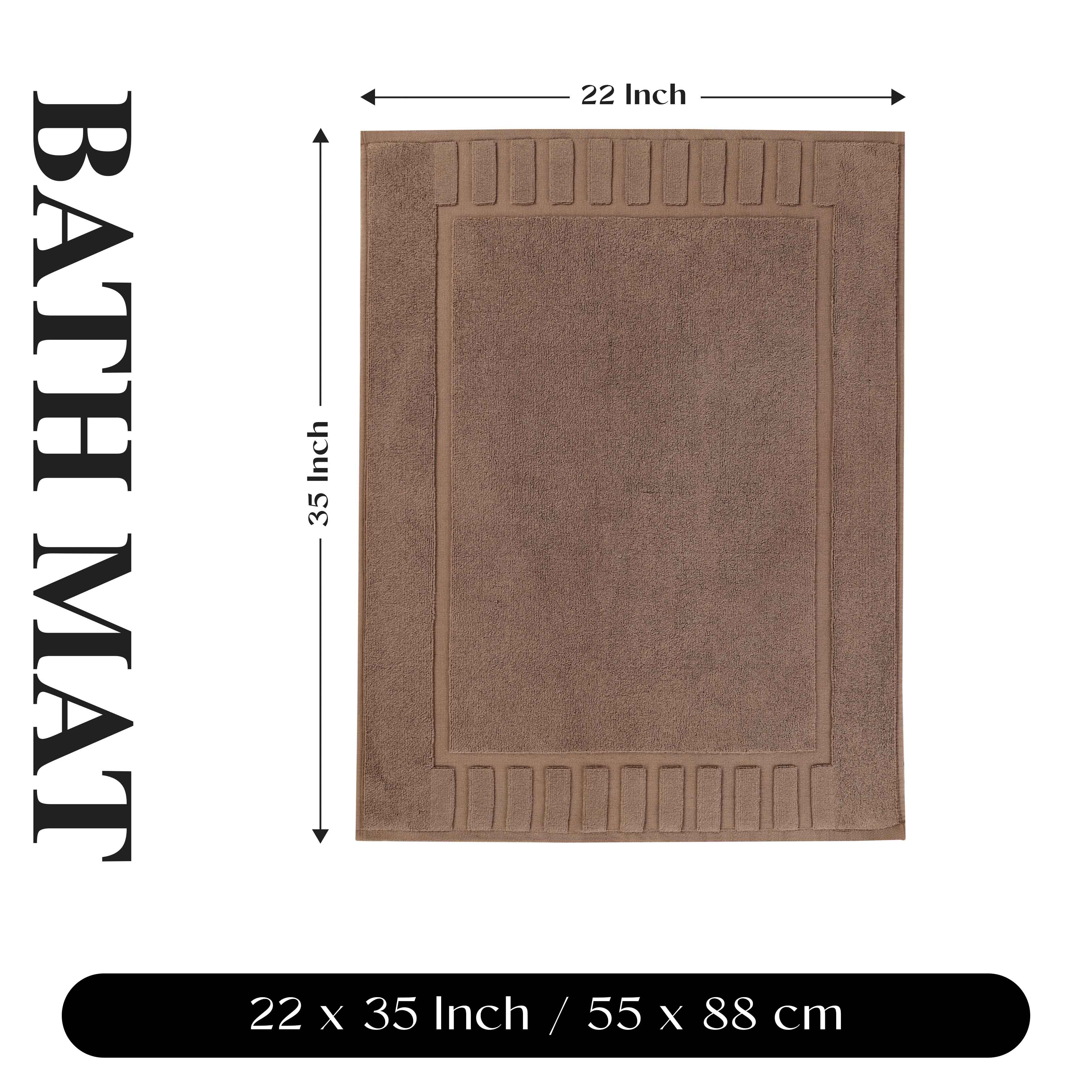 Premium Cotton Modern Geometric Border Bath Mat Set of 2 - Ultra Absorbent, Non-Slip, Quick Dry Bathroom Rug for Bath, Shower & Vanity Area