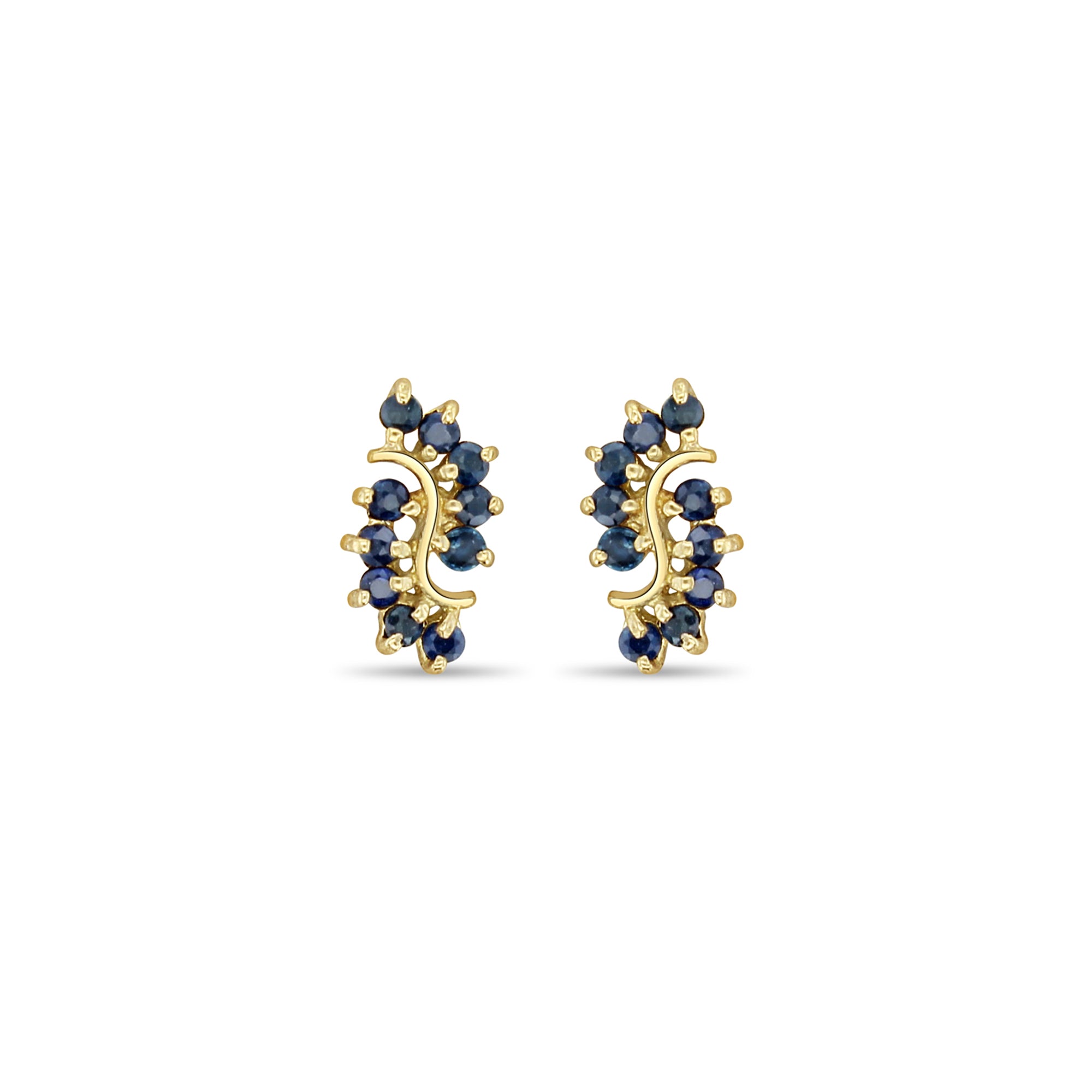 14K Yellow Gold Swirly Sapphire Earrings for Women – Elegant Dangle Earrings for Party, Wedding & Special Occasions