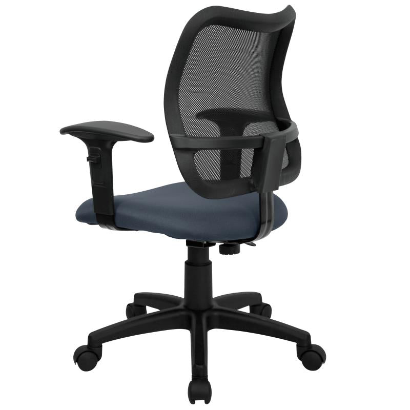 FLASH Mid Back Black Mesh Swivel Task Office Chair - Ergonomic Adjustable Height Computer Desk Chair for Home & Office Use - Perfect for Long Hours of Work or Gaming