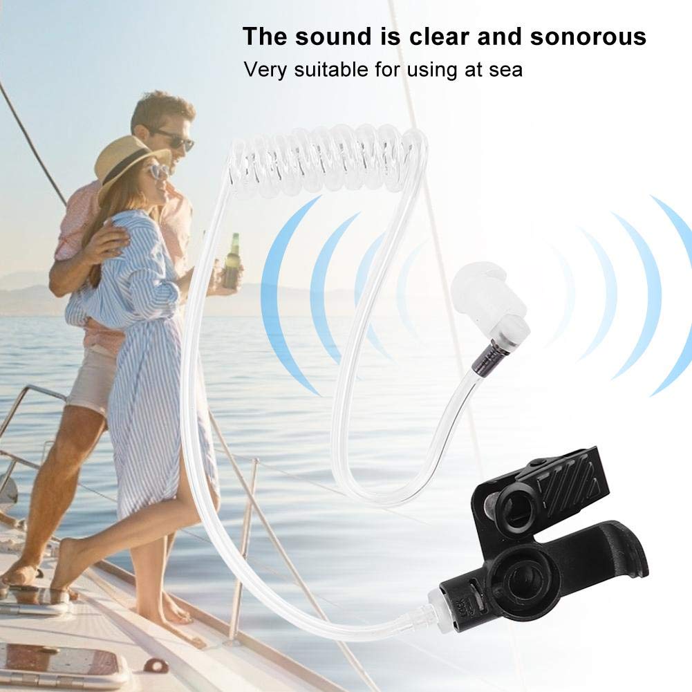 Waterproof IP54 PU In-Ear Surveillance Headset with Clear Acoustic Coil Tube - Compatible with ICOM IC-M33 M25 M34 Radios - Secure Communication for Marine, Security & Outdoor Activities