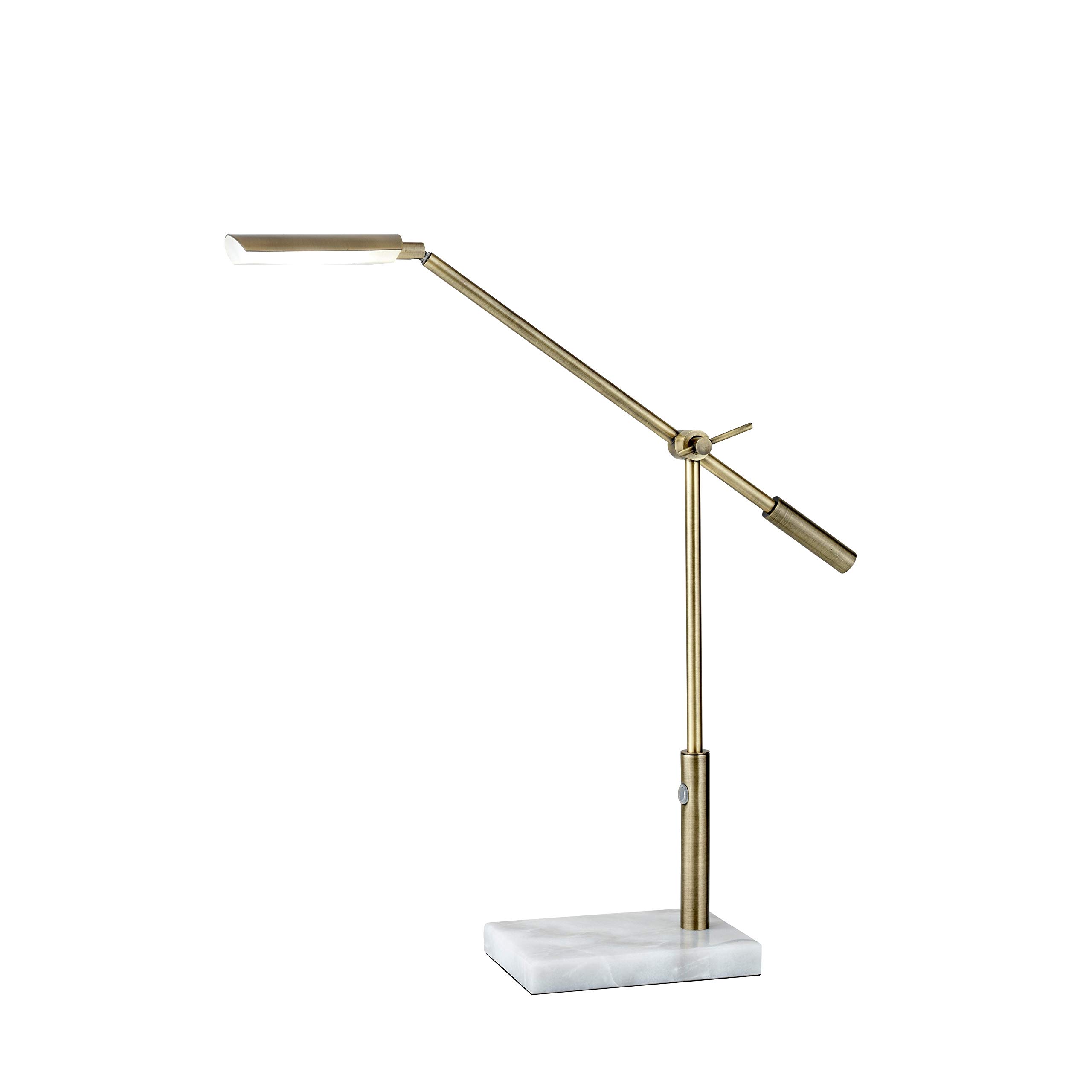 Vintage Brass LED Desk Lamp - Mid-Century Modern Style Adjustable Task Light for Home Office, Study & Reading