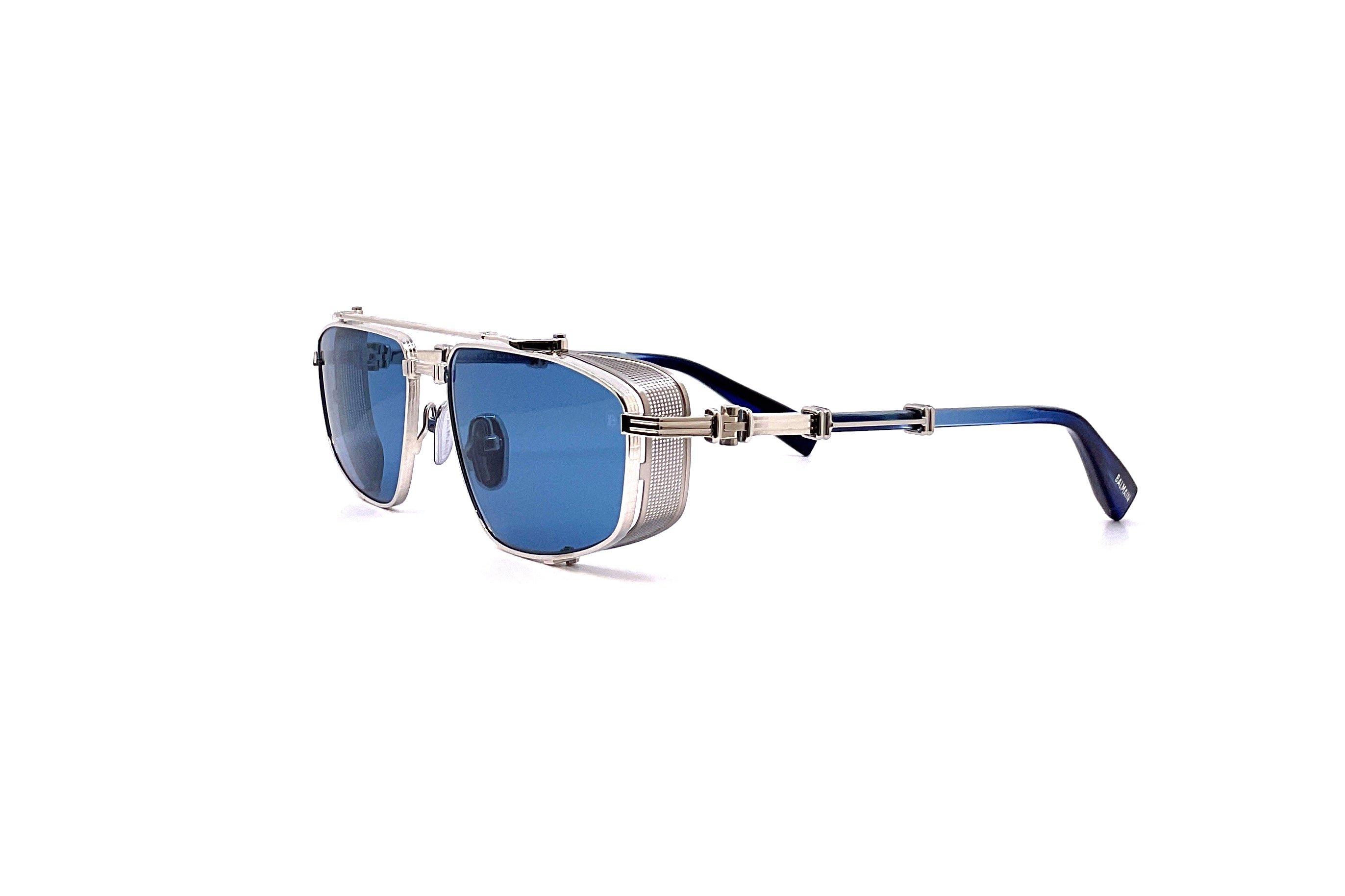 Balmain Brigrade V Sunglasses (Silver & Blue) - Polarized UV Protection for Men & Women - Perfect for Driving, Beach, and Outdoor Activities