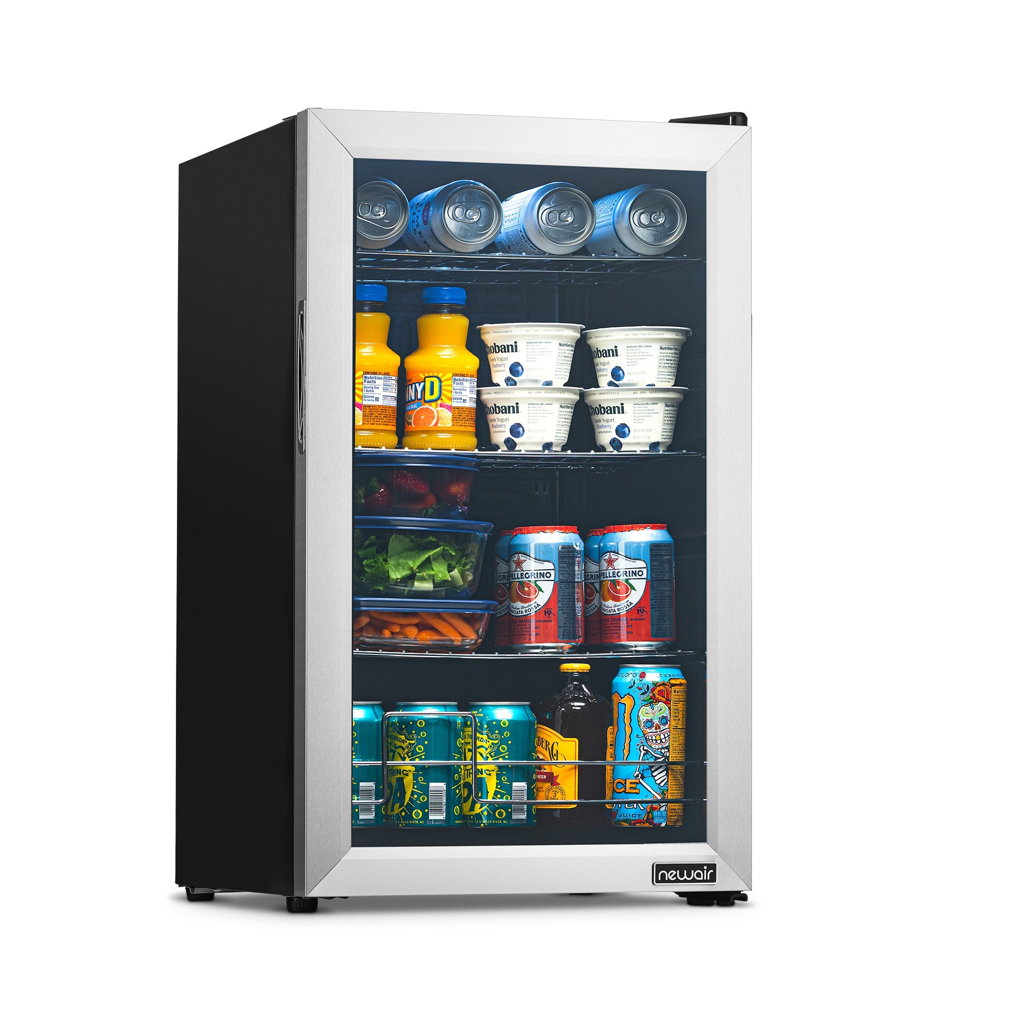 Newair® 100 Can Freestanding Stainless Steel Beverage Refrigerator - Compact Beverage Cooler for Beer, Wine & Soda - Perfect for Home Bar, Office, Man Cave or Game Room