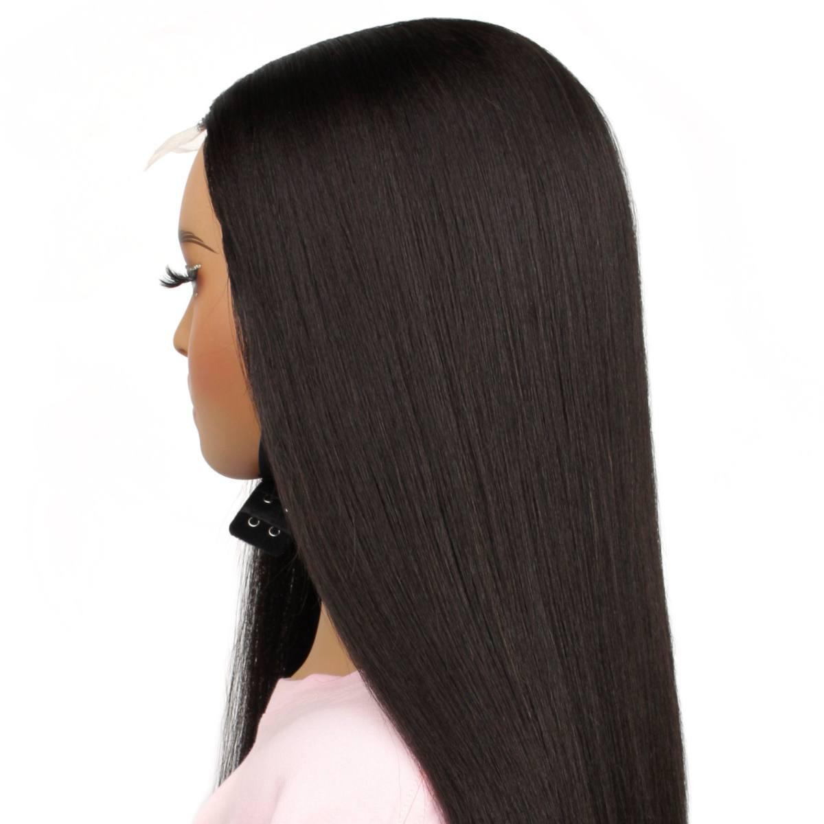 Yaki Straight 2x6 HD Lace Closure 100% Human Hair Glueless Wig - Natural Black Brazilian Hair for Women, Pre-Plucked with Baby Hair, Breathable & Comfortable for Daily Wear, Parties & Special Occasions