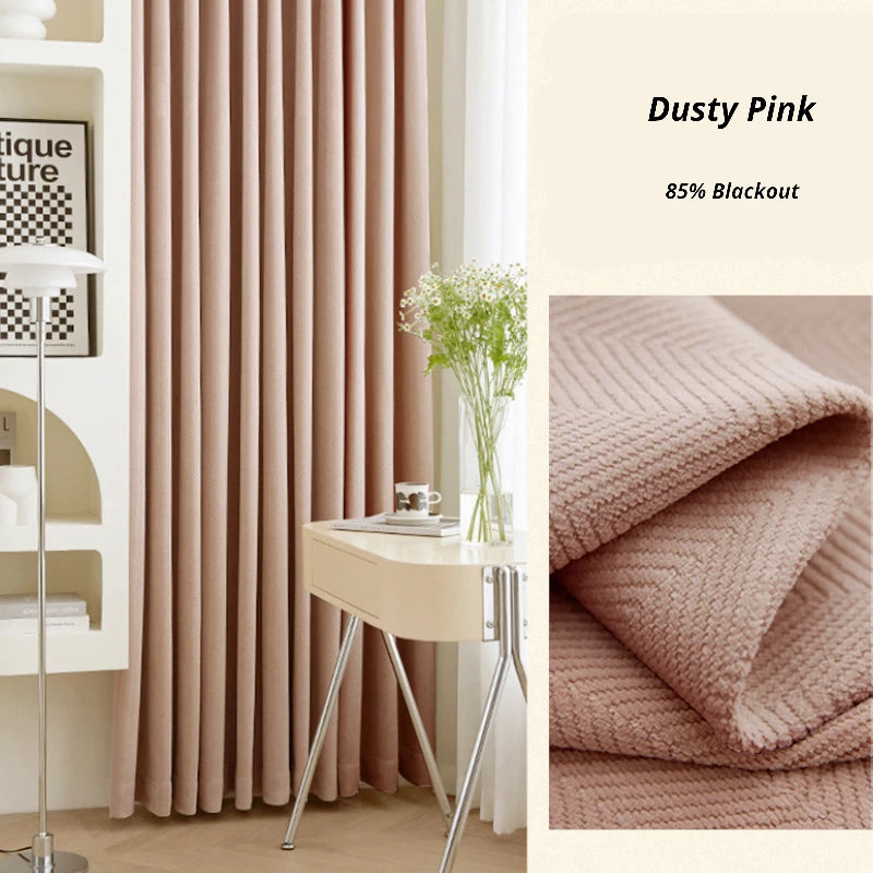 Sophia Plush Herringbone Blackout Curtains for Bedroom - Thermal Insulated Noise Reducing Window Drapes with Custom Sizes, Perfect for Nursery, Living Room & Home Theater