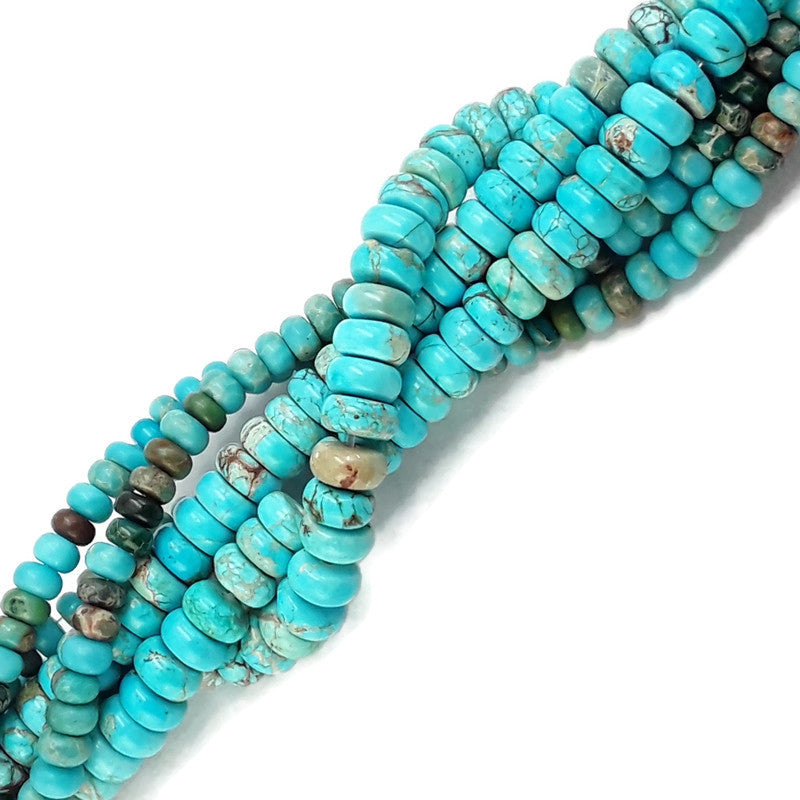 Natural Light Blue Sea Sediment Jasper Smooth Rondelle Beads 2.5x4mm & 4x6mm - 15.5 Inch Strand for Jewelry Making, DIY Crafts, Bracelets & Necklaces - Healing Stone Beads for Meditation & Spiritual Gifts